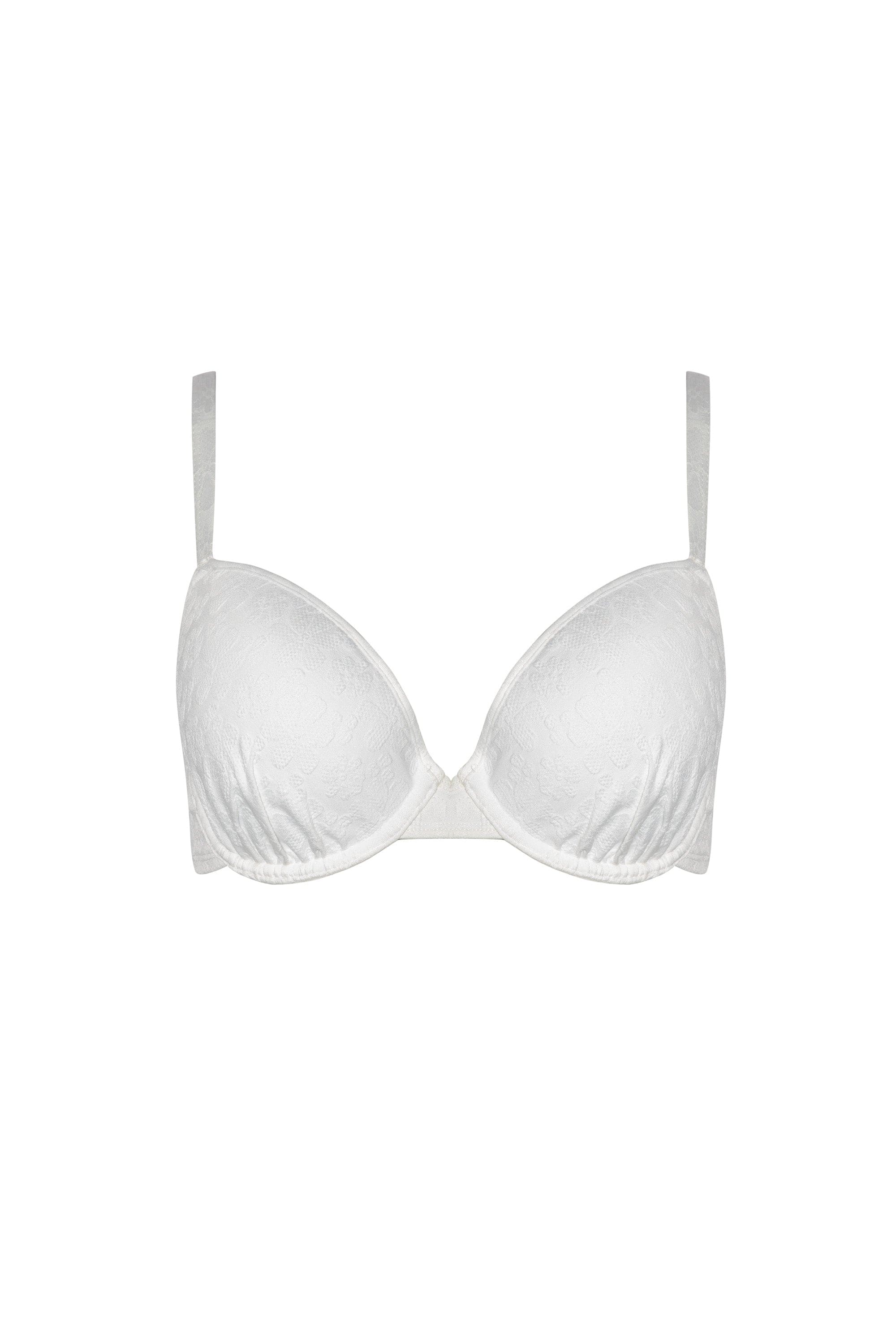 Zoe Fuller Bust Mix & Match White Floral Texture Padded Plunge Bikini Top - Image 9