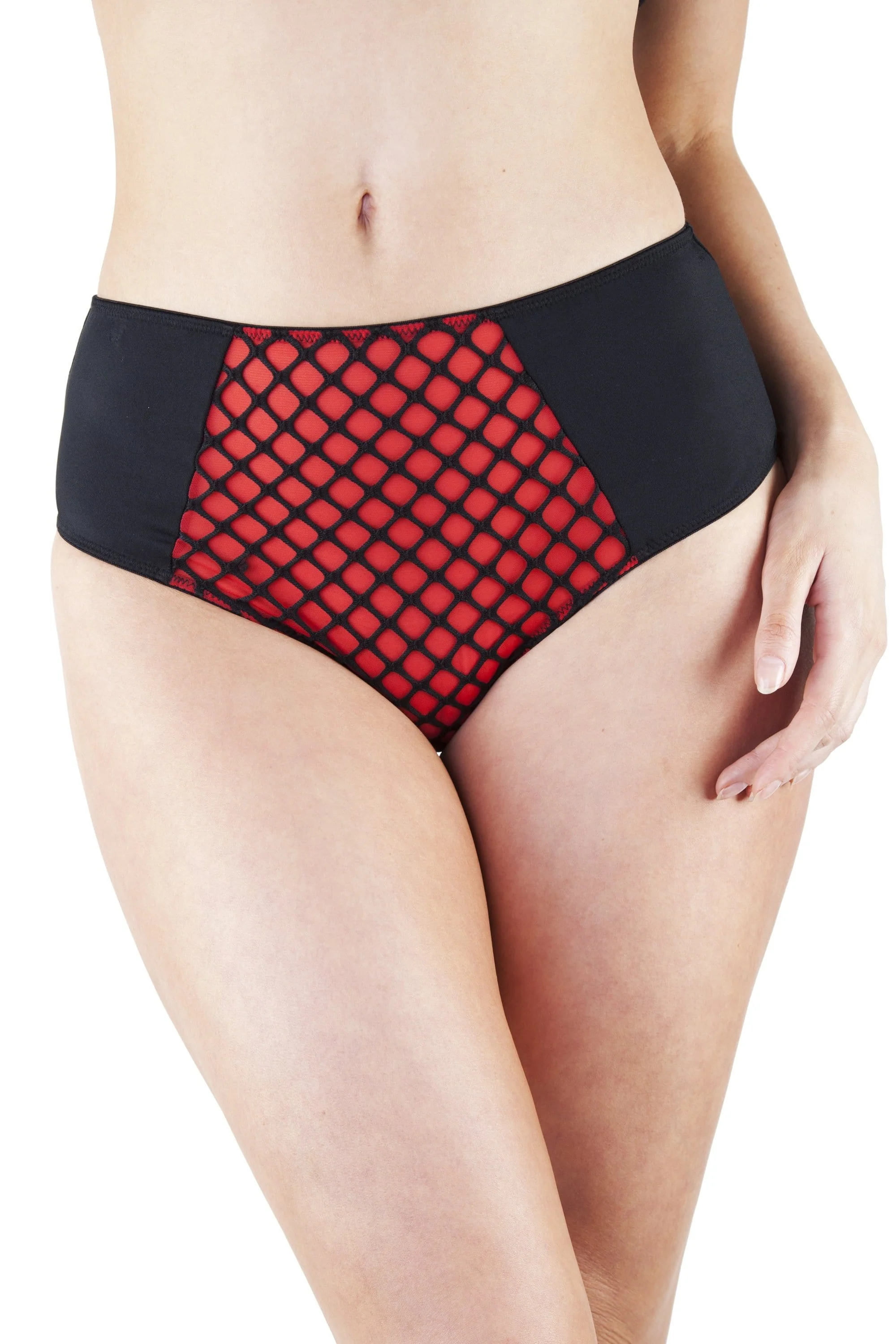 Callie Red Fishnet High Waist Brief - Image 2