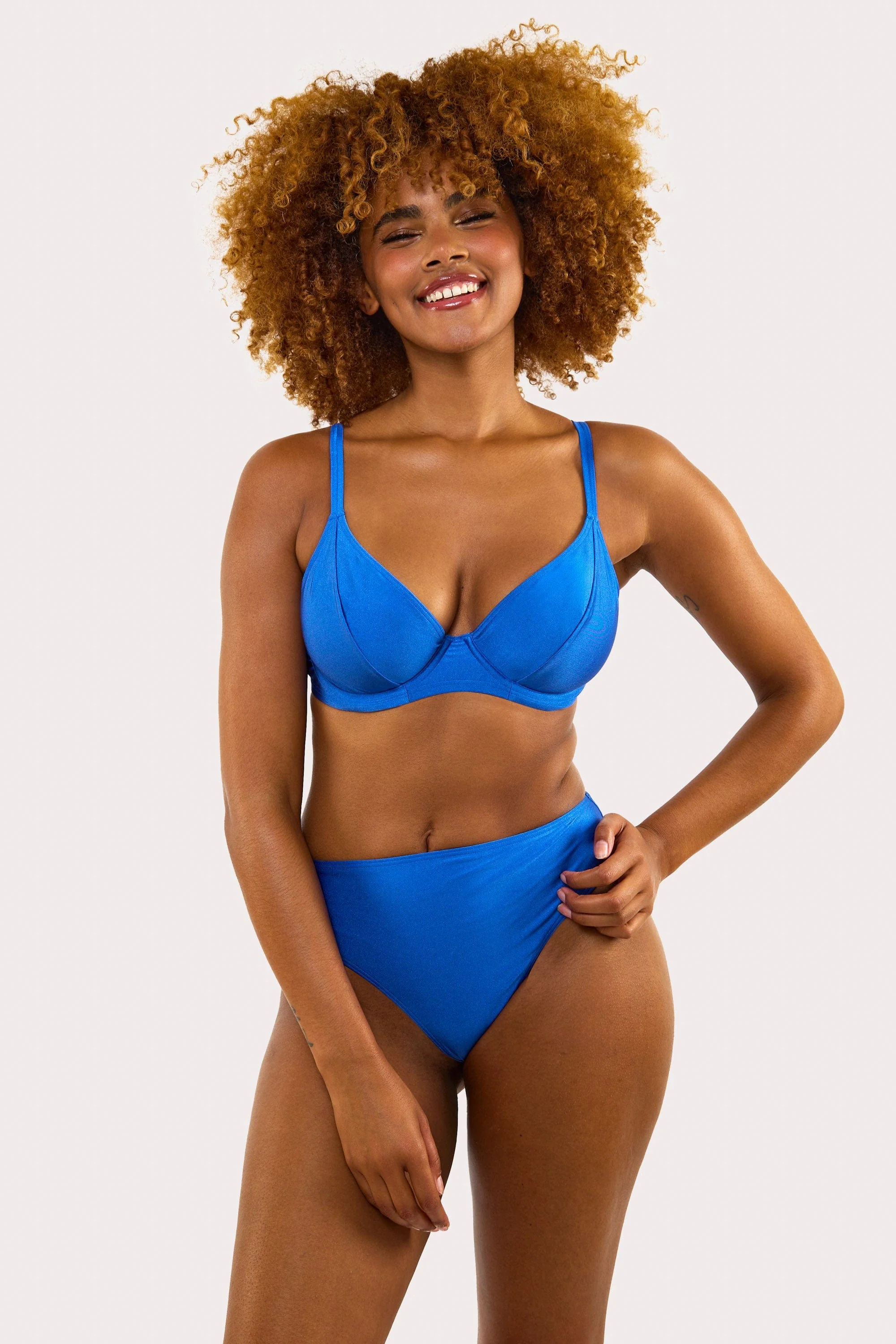 Sadie Cornflower Blue High Waisted Bikini Bottom - Image 4