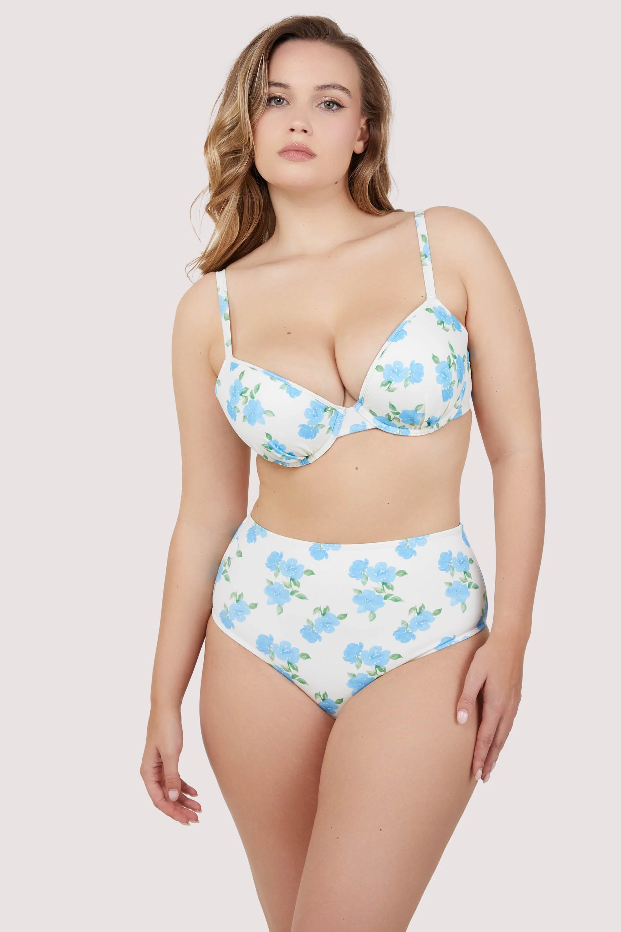 Amelia Fuller Bust Mix & Match Watercolour Floral Plunge Bikini Top - Image 3