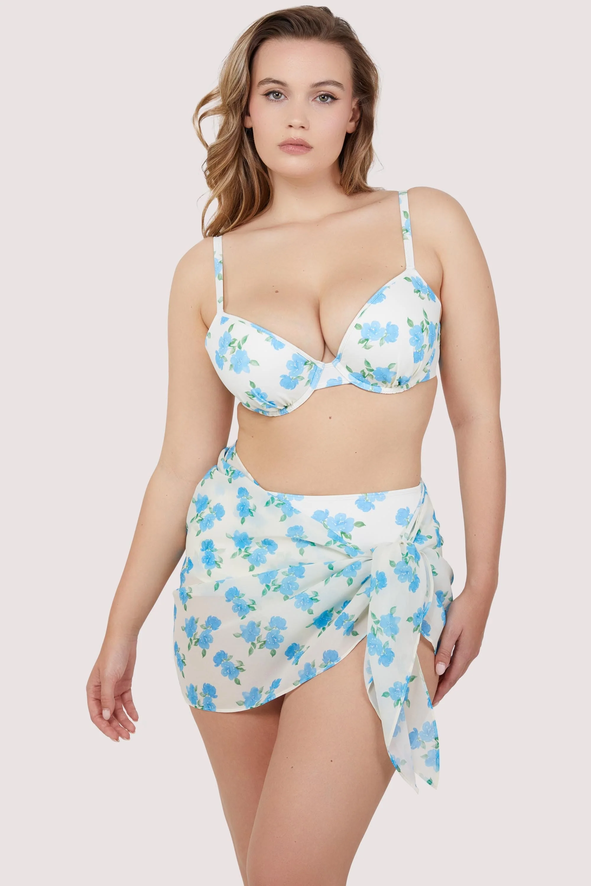 Amelia Fuller Bust Mix & Match Watercolour Floral Plunge Bikini Top - Image 4