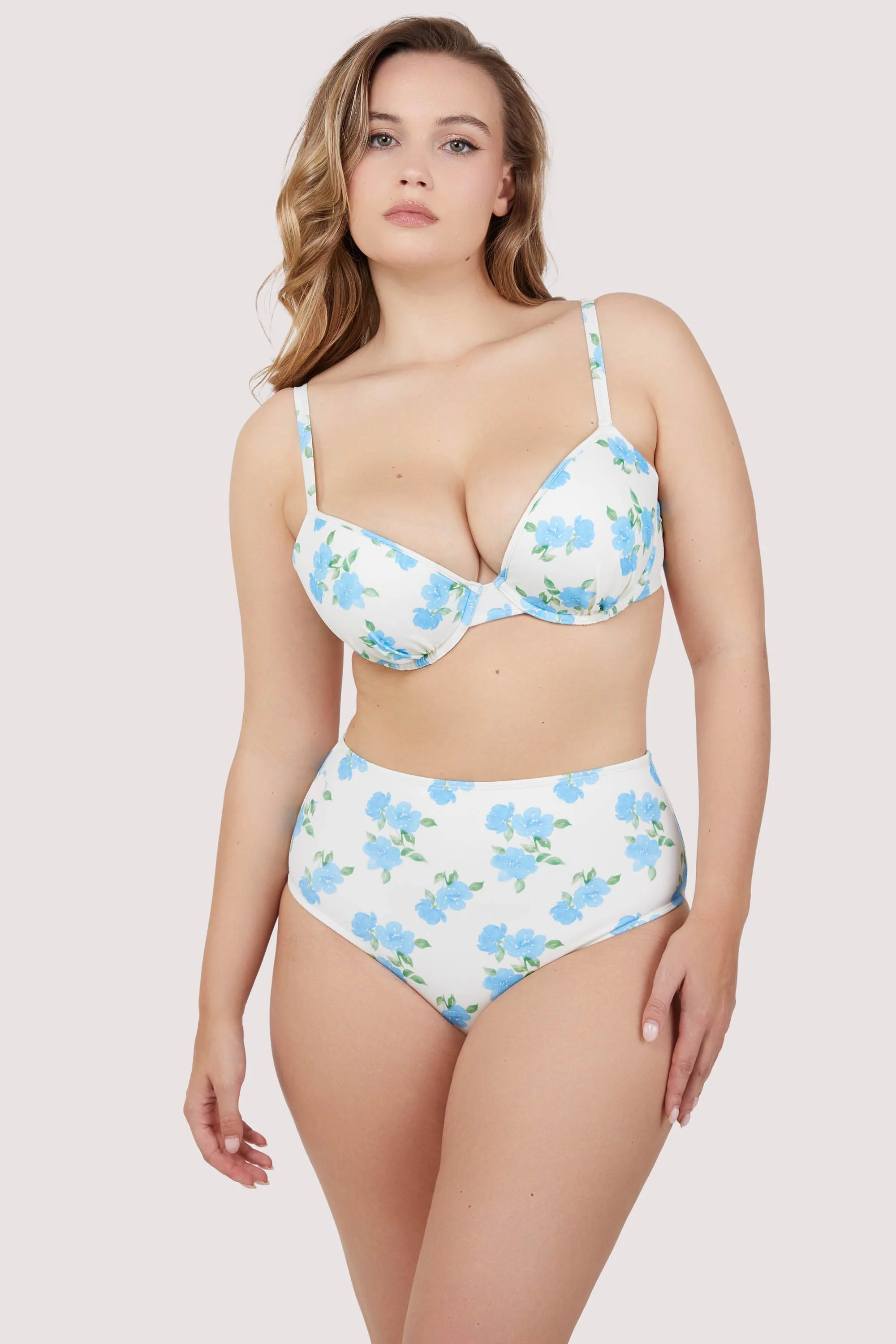 Amelia Mix & Match Watercolour Floral High Waisted Bikini Bottom - Image 3