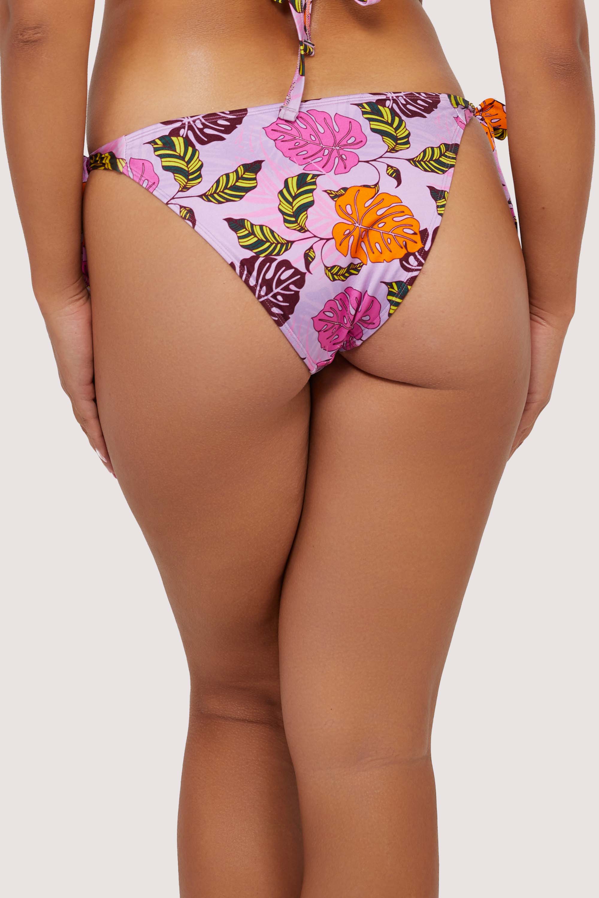 Riley Mix & Match Pink Palm Print Tie Side Bikini Bottom - Image 2