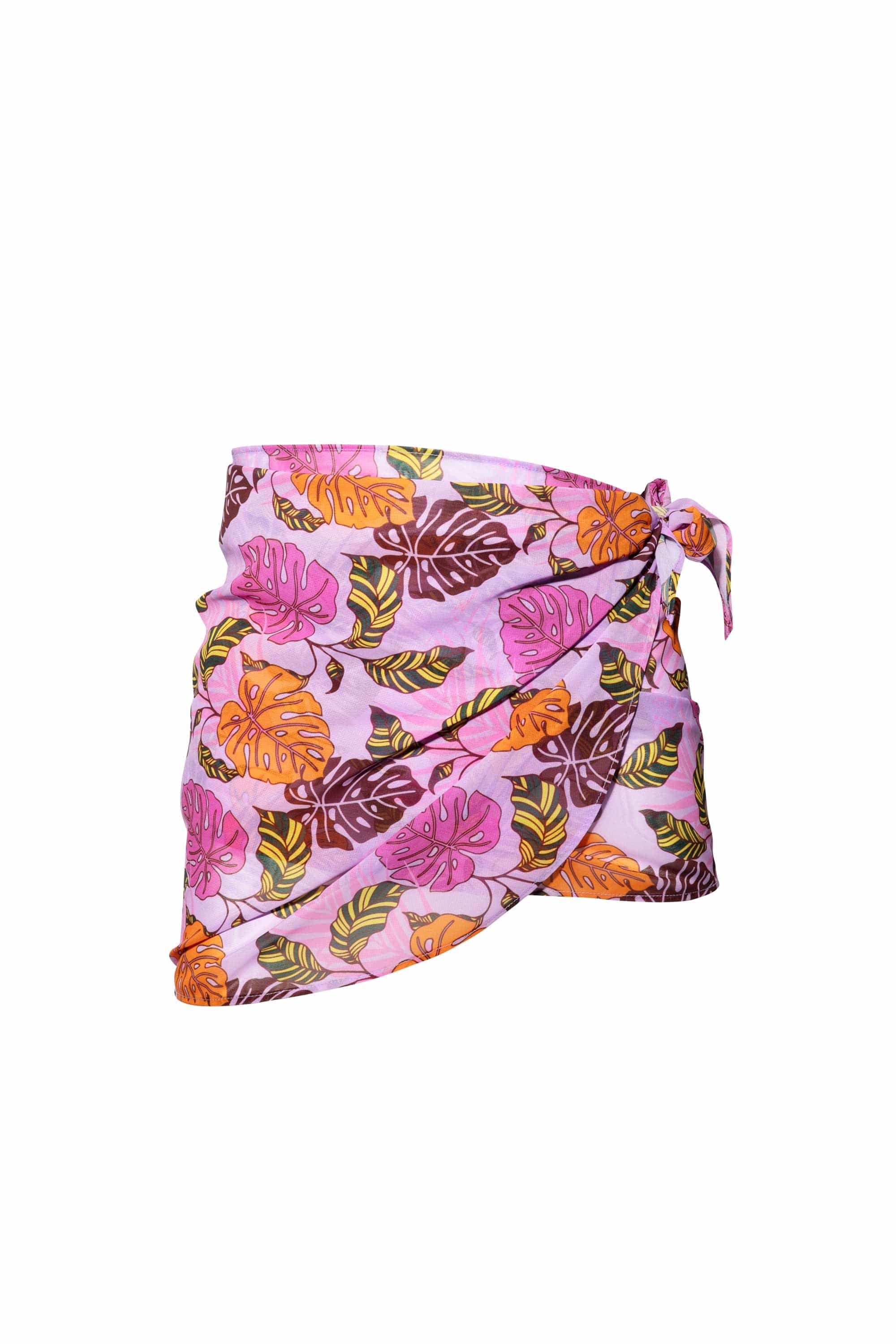 Riley Mix & Match Pink Palm Print Tie Side Sarong - Image 5