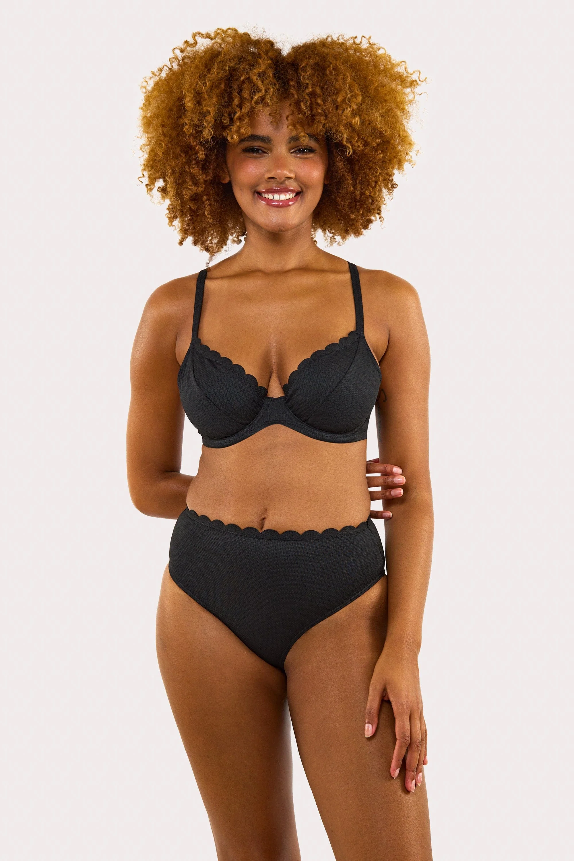 Sophia Mix & Match Black Scallop High-Waist Bikini Bottom - Image 3