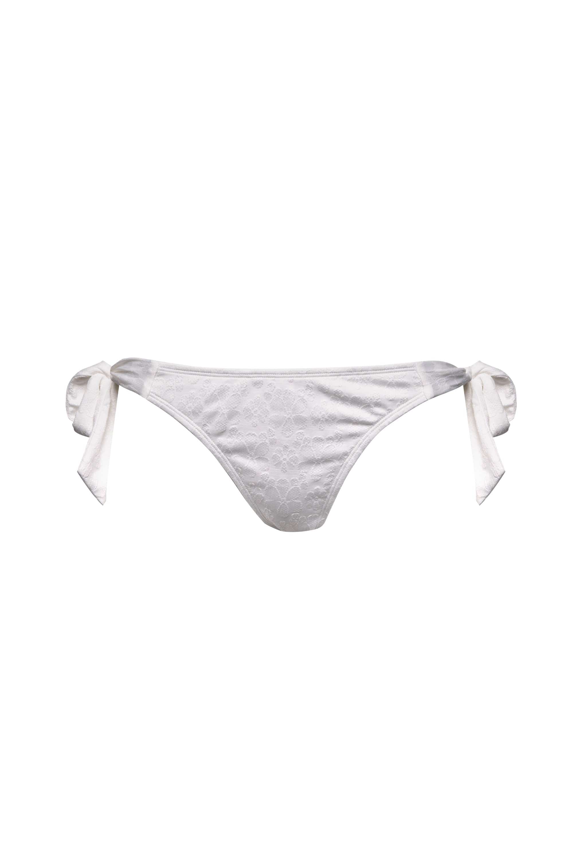 Zoe Mix & Match White Floral Texture Tie Side Bikini Bottom - Image 7