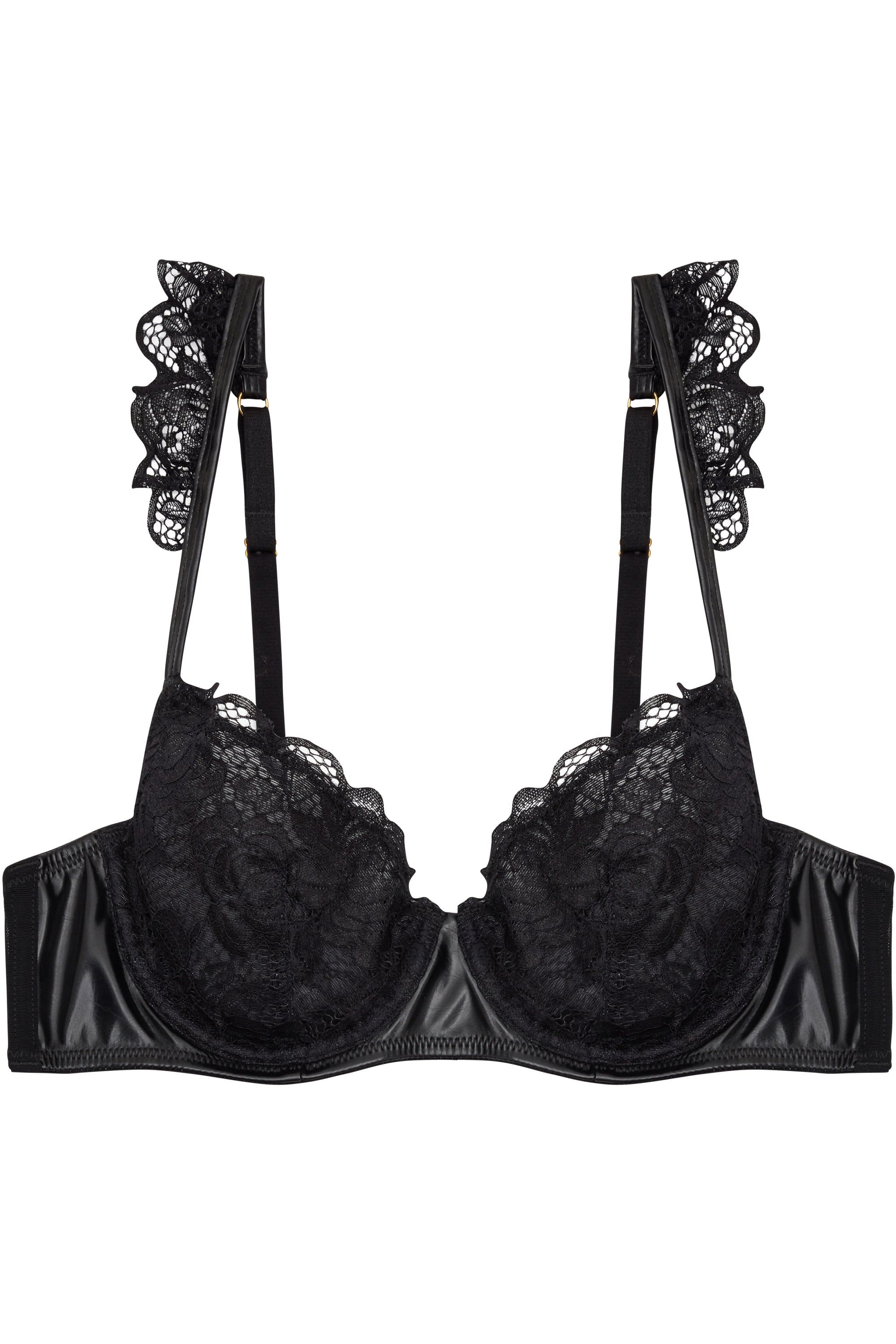 Quinn Black leatherette Lace Bra A - DDD/F - Image 3