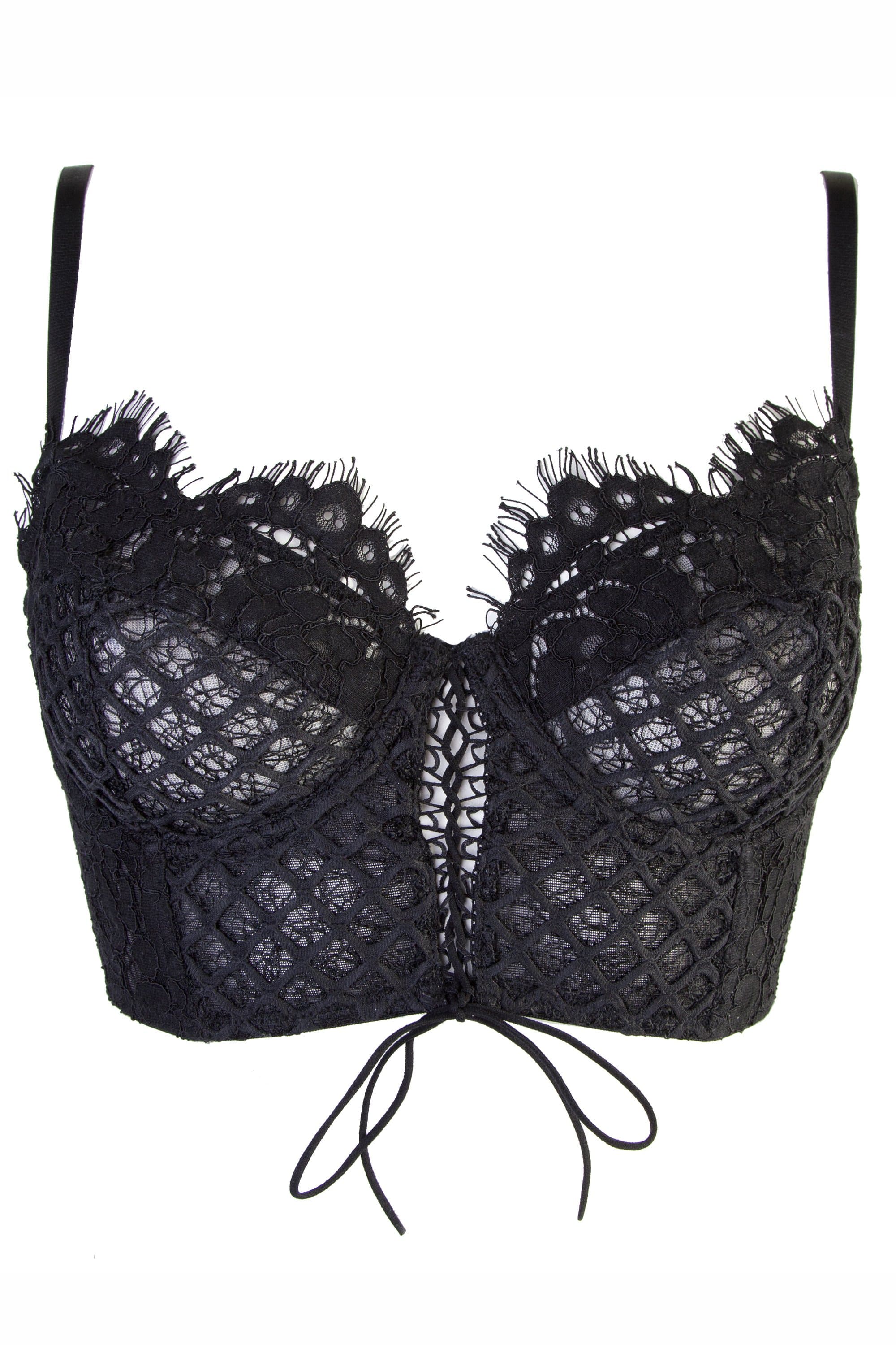 Toyen Black Mesh & Lace Longline Corset Bra - Image 2