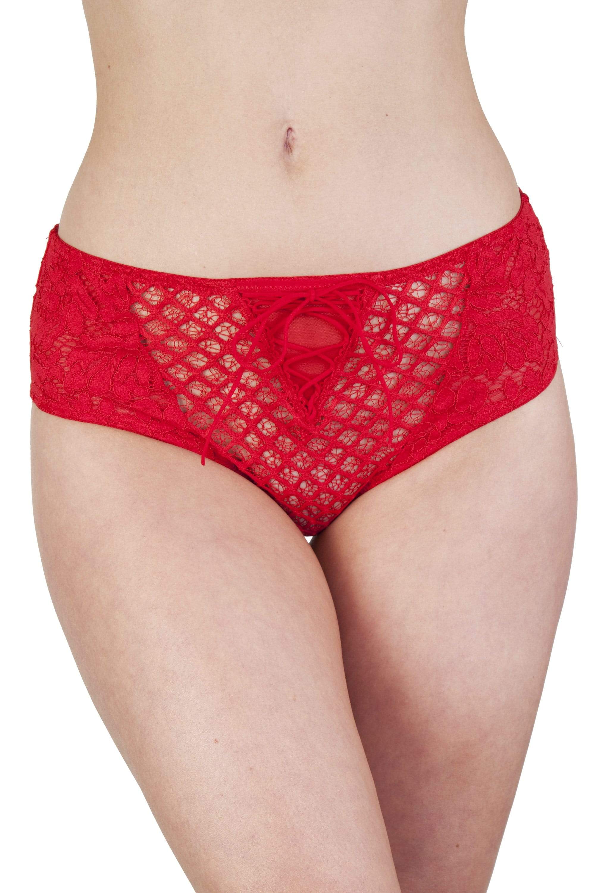 Toyen Red Mesh & Lace HW Corset Brief