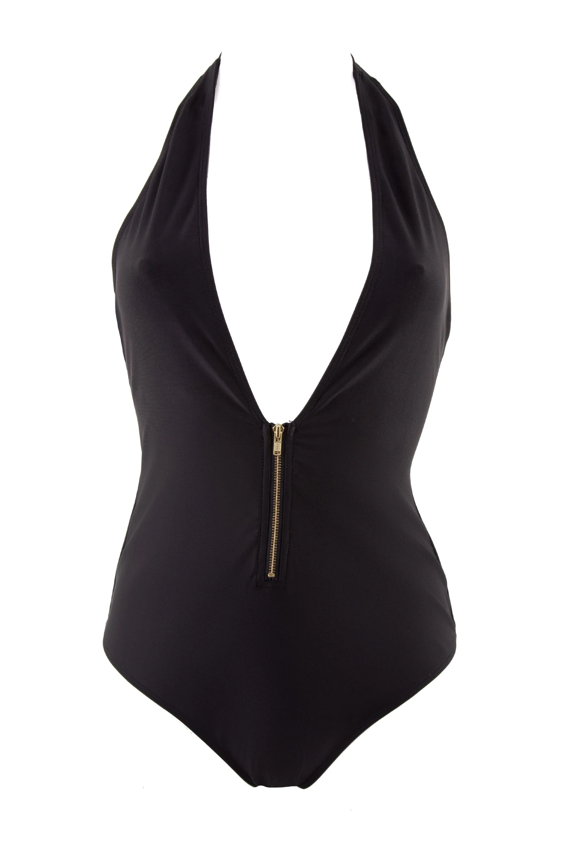 Peek & Beau Black Zip Front Plunge Swimsuit - Image 2