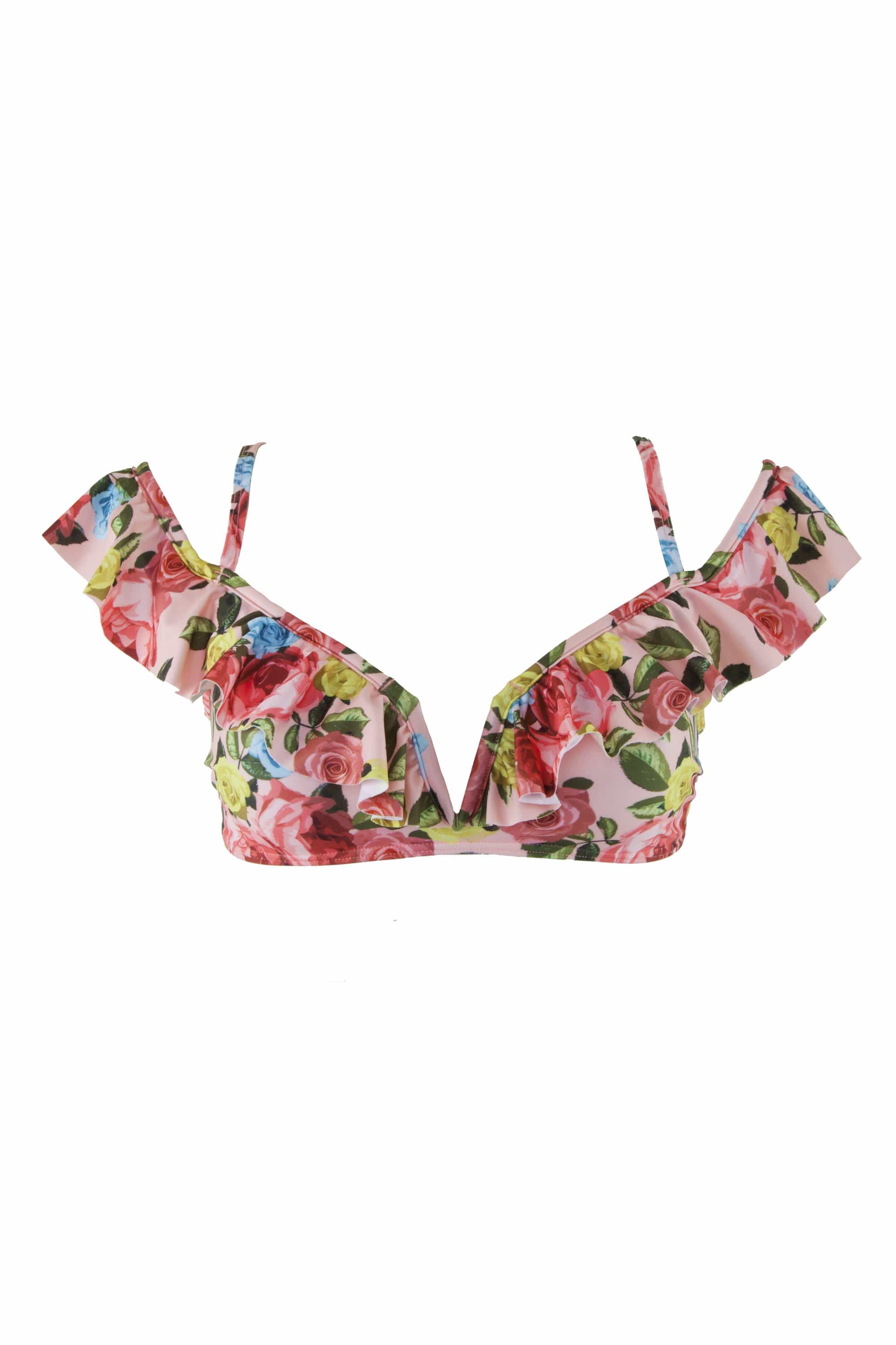 Peek & Beau Vintage Floral Ruffle Bardot Bikini Top - Image 2