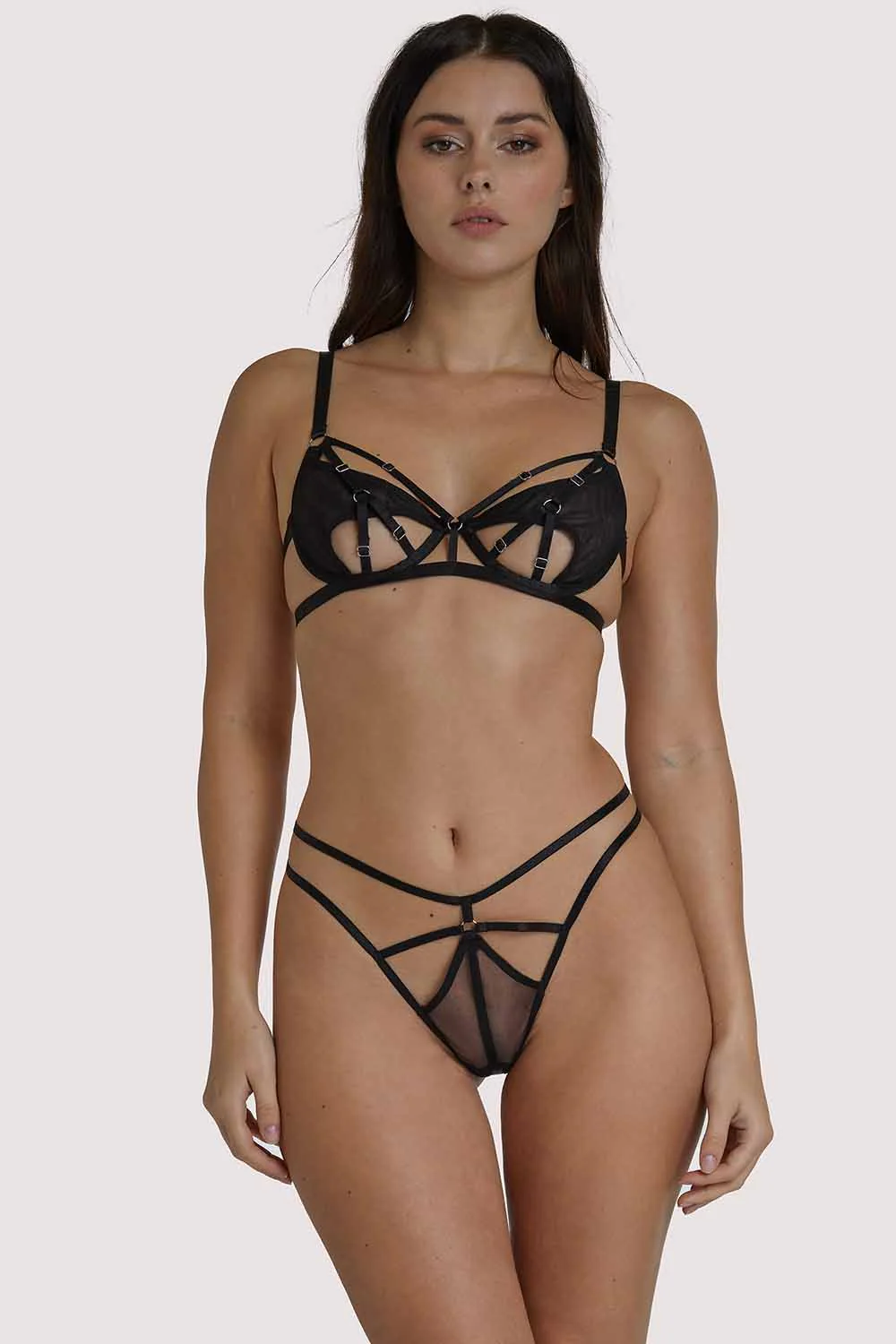 Penny Black Multi Strap Cut Out Mesh Thong - Image 3