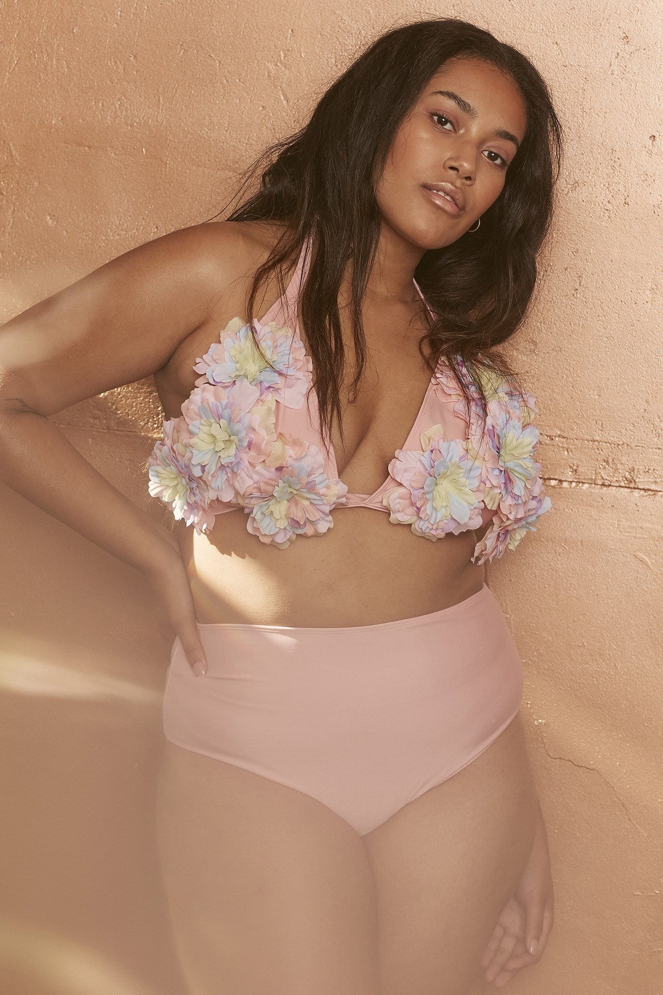 Wolf & Whistle Peonie Peach High Waist Bikini Brief Curve