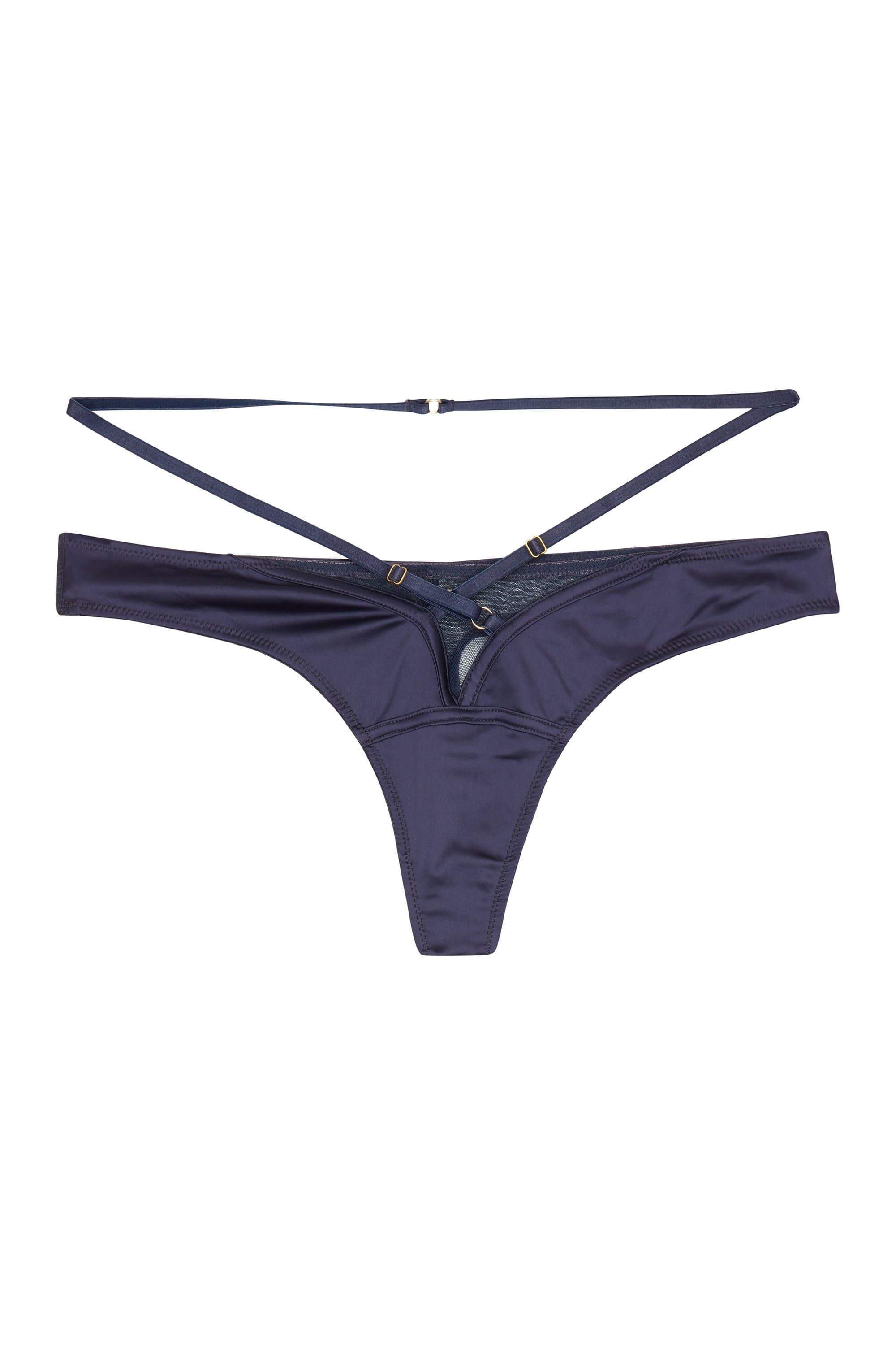 Philly Navy Tulip Satin Thong - Image 4