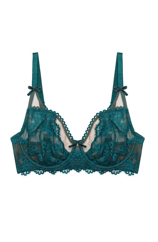 Phoebe Teal Eyelash Lace Balconette Bra - Image 11
