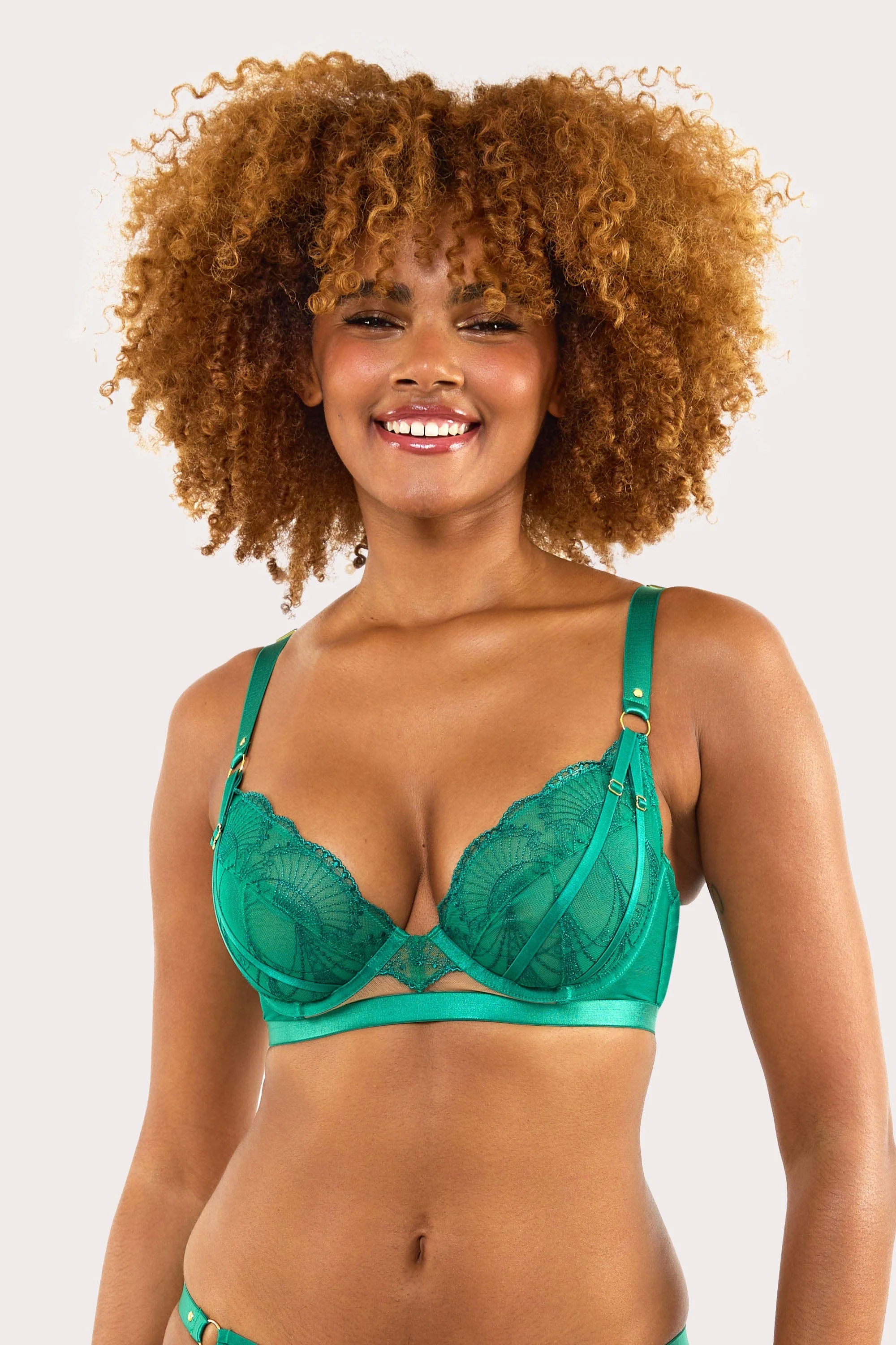 Pippa Forest Green Deco Lingerie Set - Image 2