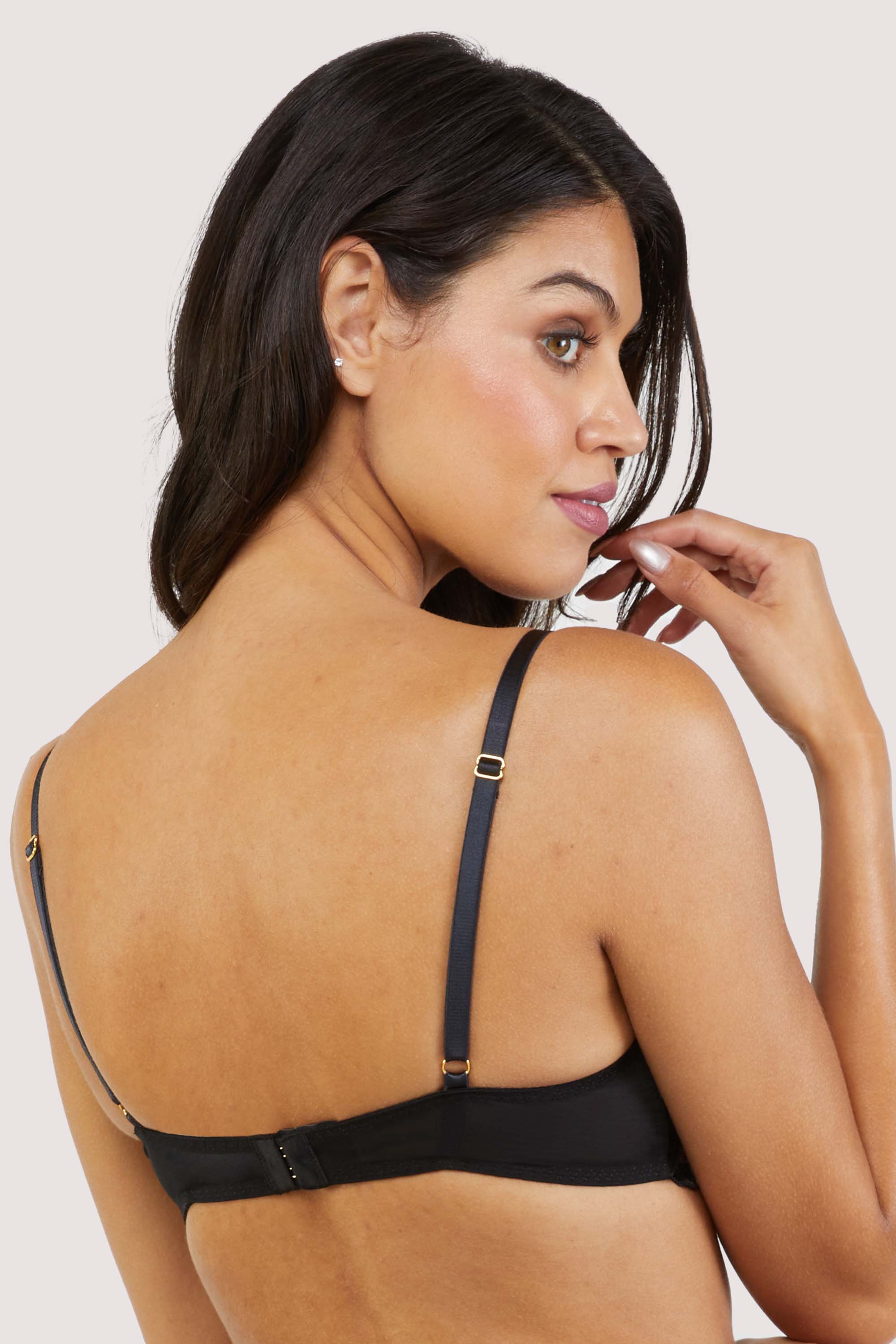 Alicia Black and Pink Embroidered Plunge Bra - Image 4