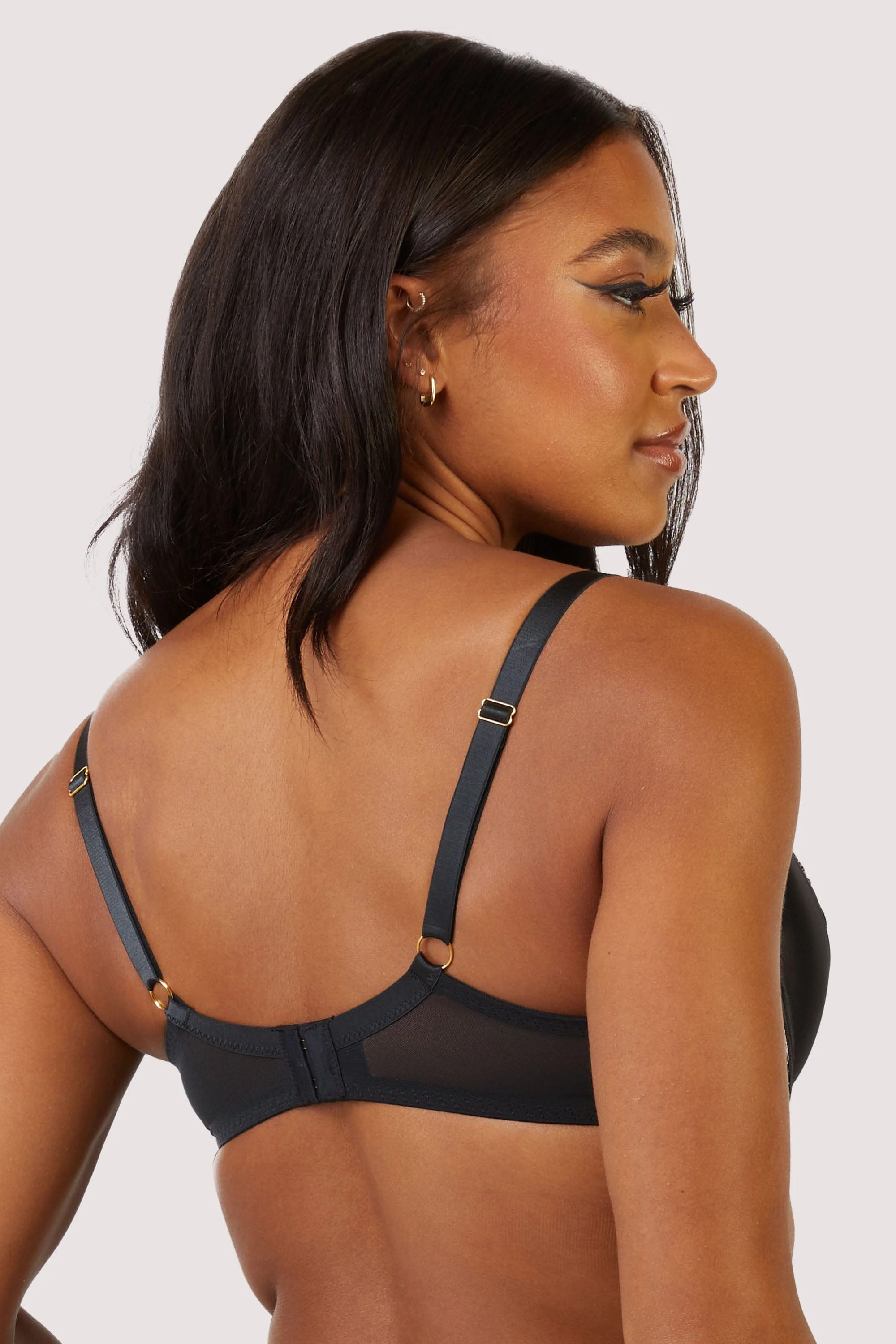 Alicia Black and Pink Embroidered Plunge Bra - Image 7