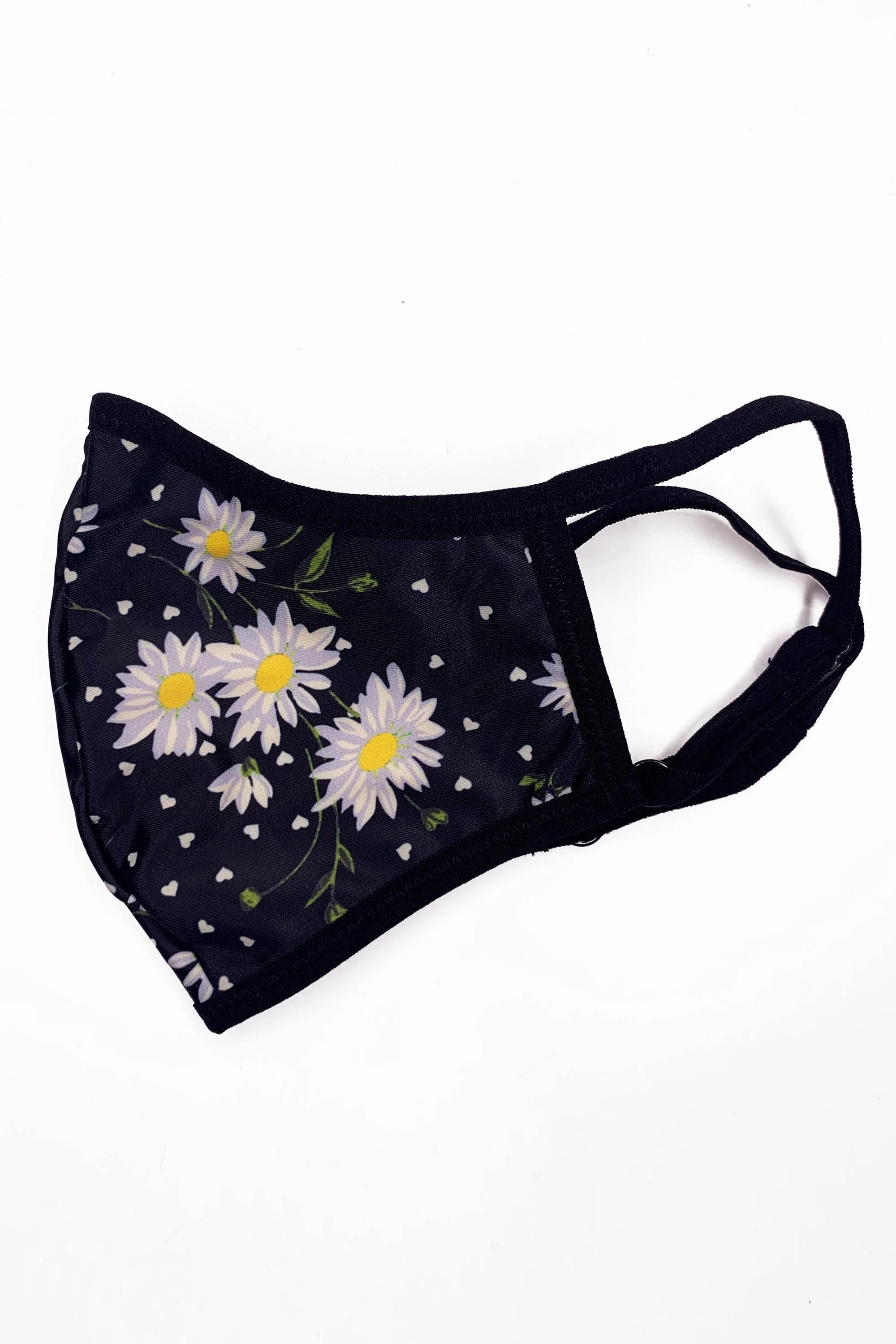 Daisy Print Face Mask Black - Image 2