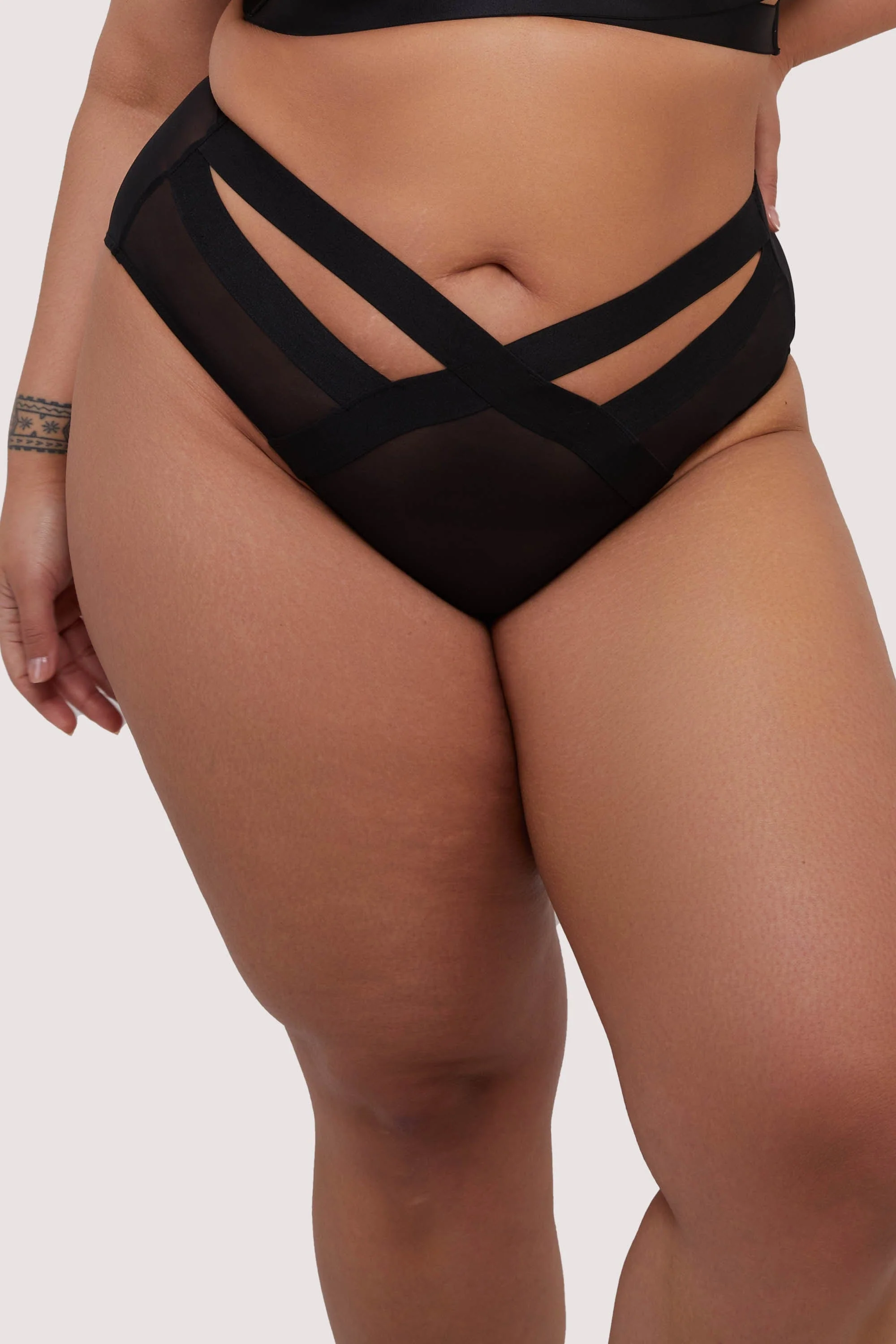 Etta Black Elastic and Mesh High Waist Brief - Image 5