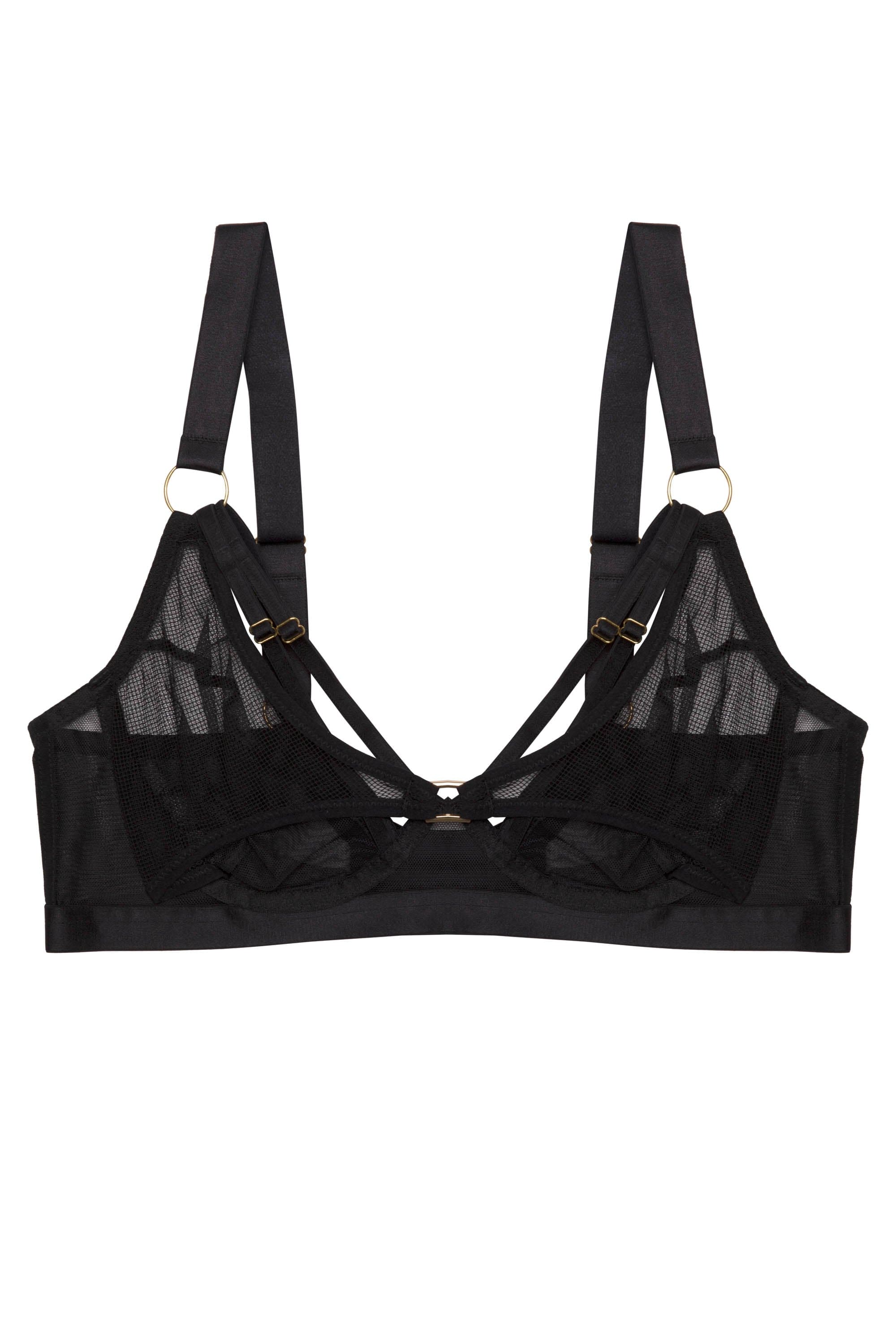 Holland Strappy Fishnet and Mesh Plunge Bra - Image 8