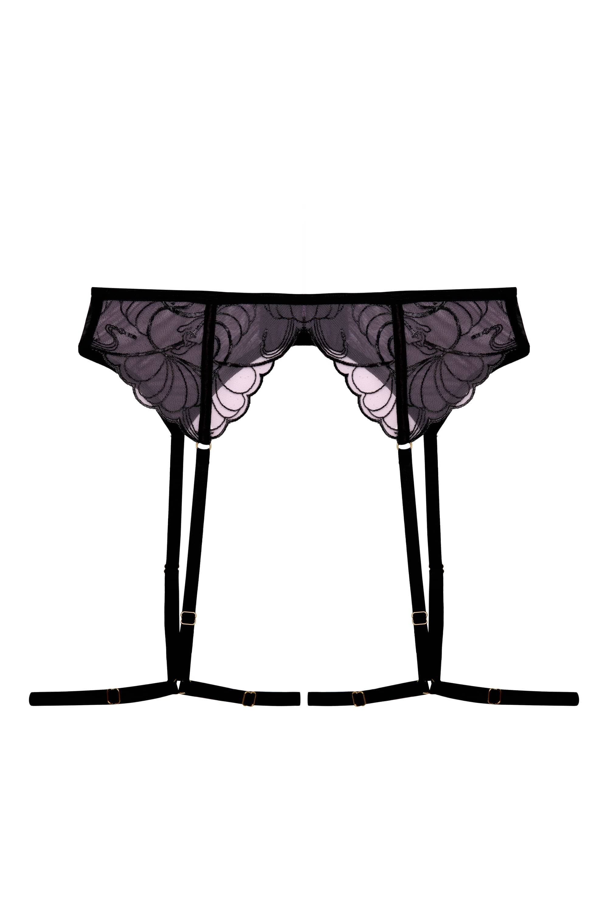 Jessie Pink and Black Whip Embroidery Harness Suspender - Image 5