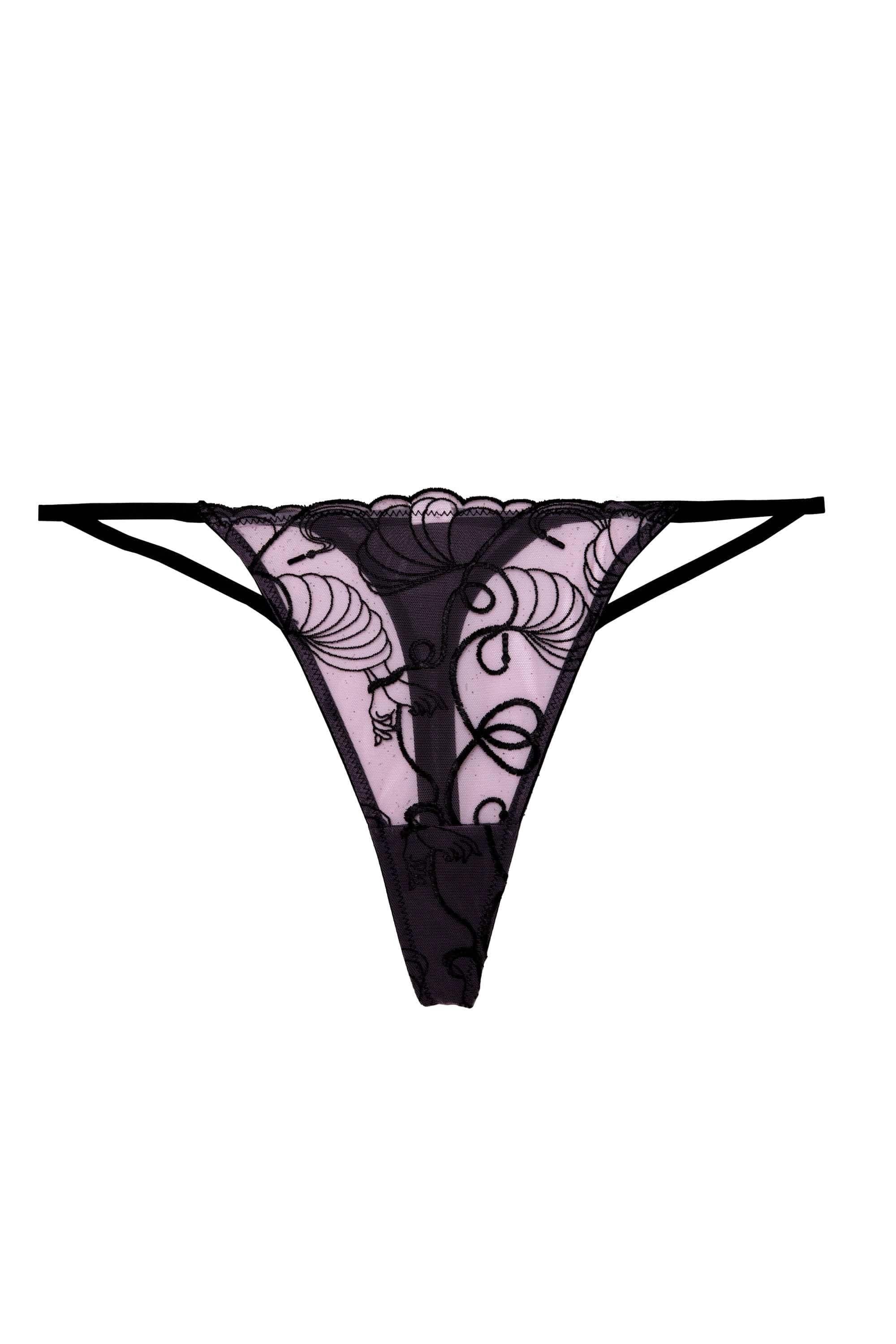 Jessie Pink and Black Whip Embroidery Thong - Image 6