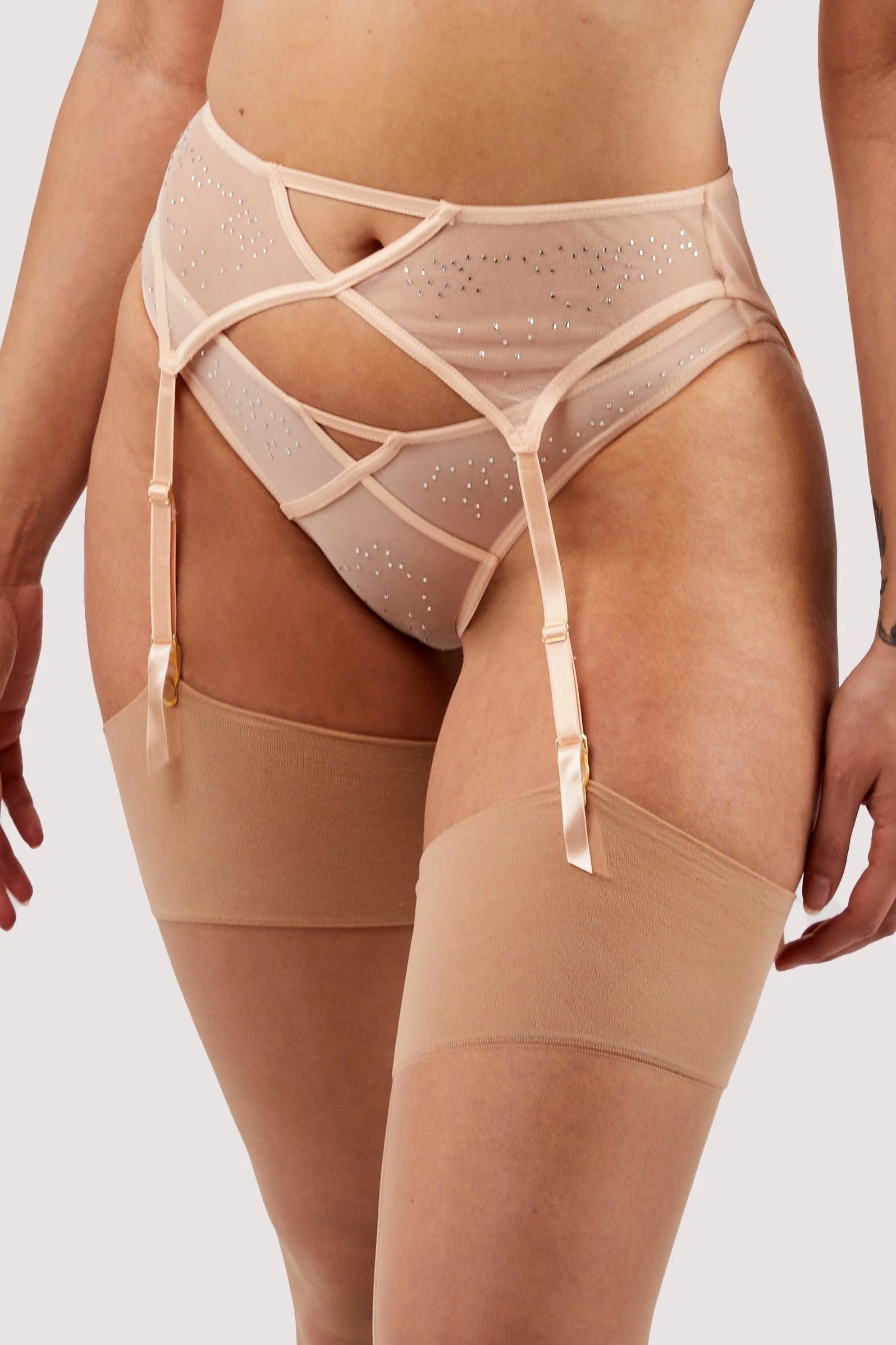 Nola Toffee Diamante Studded Suspender - Image 5