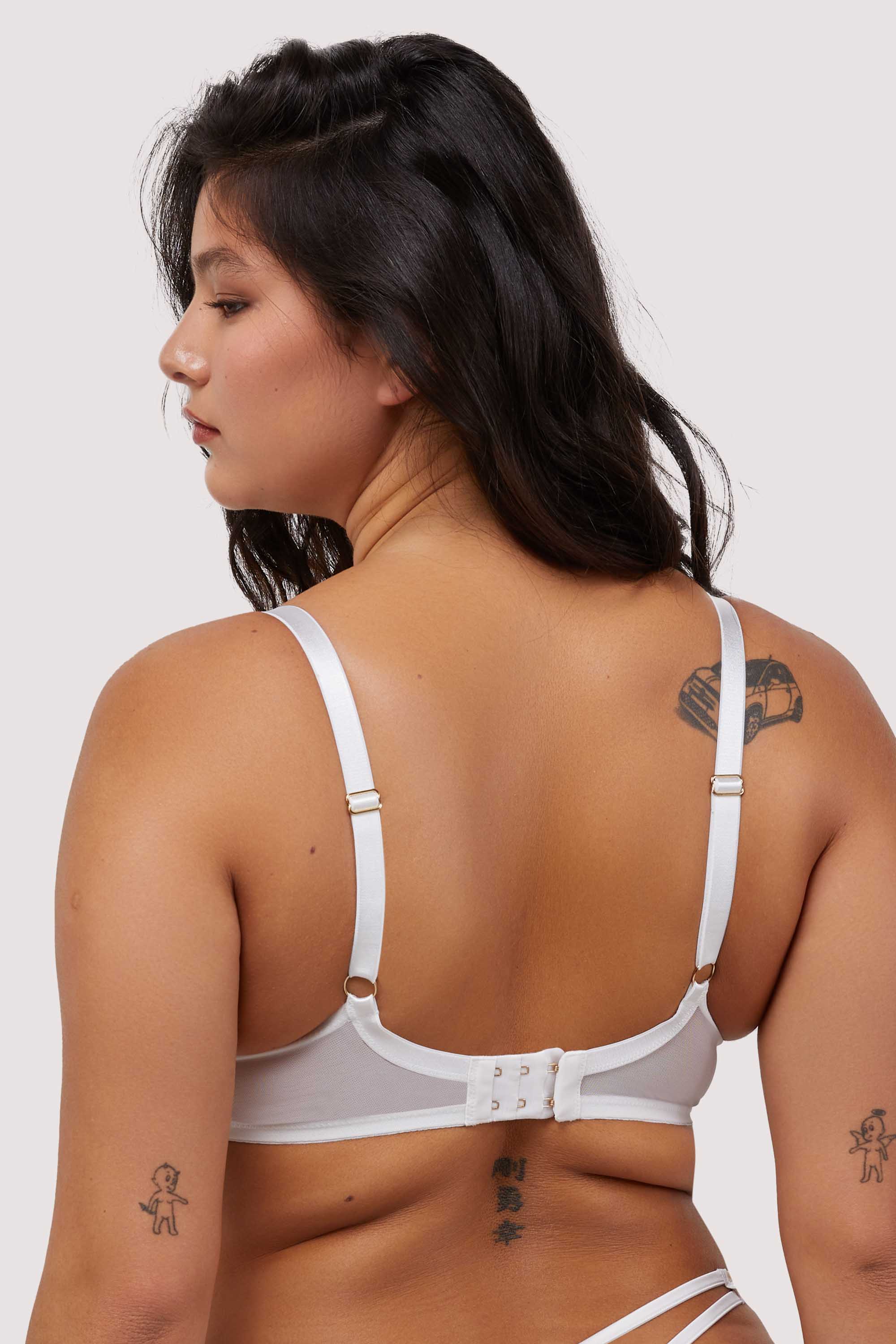 Ramona Optic White Strap Detail Illusion Mesh Bra - Image 3