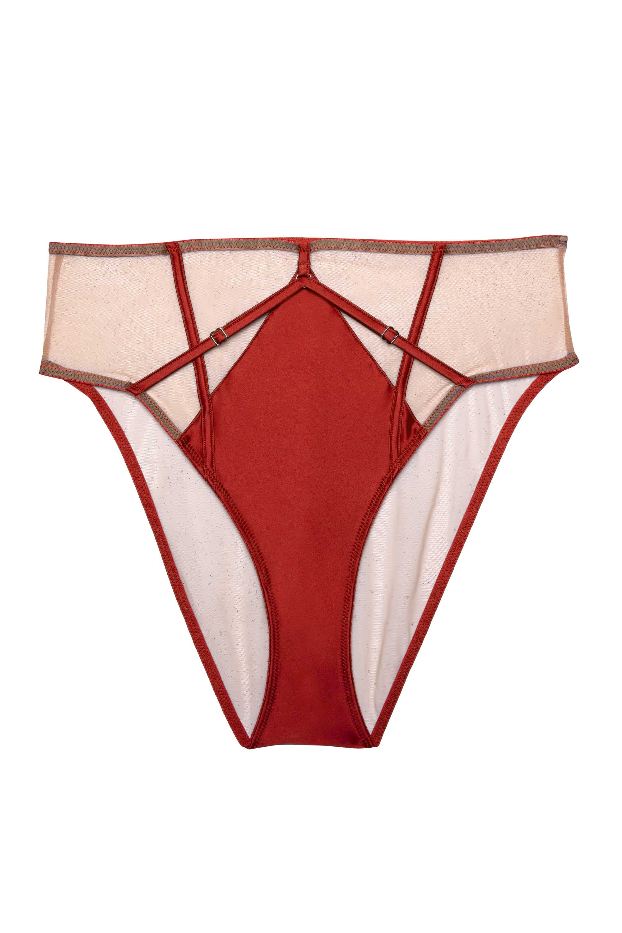 Ramona red Strap Detail Illusion Mesh High Waisted Brief - Image 7
