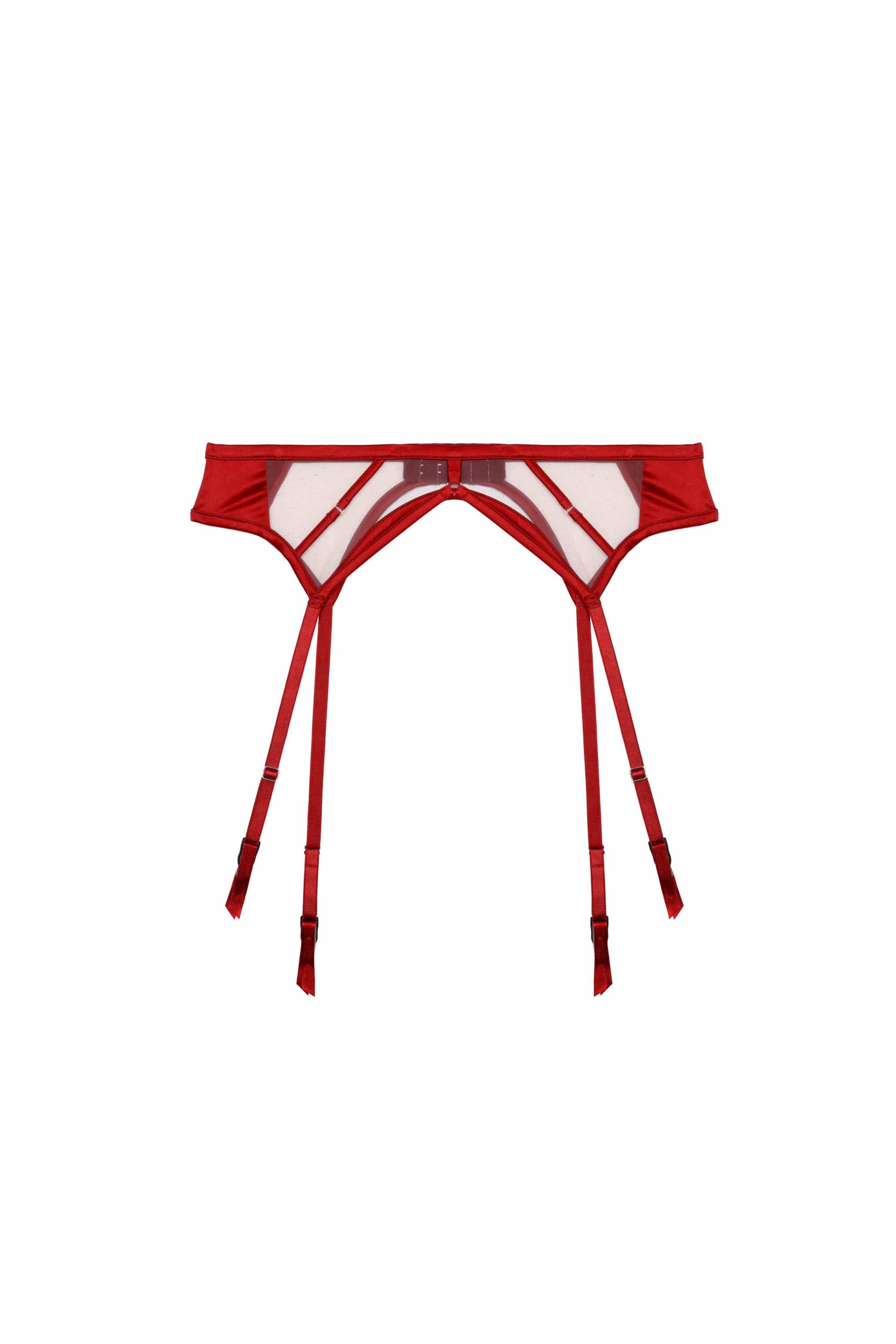 Ramona Ruby Red Strap Detail Illusion Mesh Suspender - Image 5