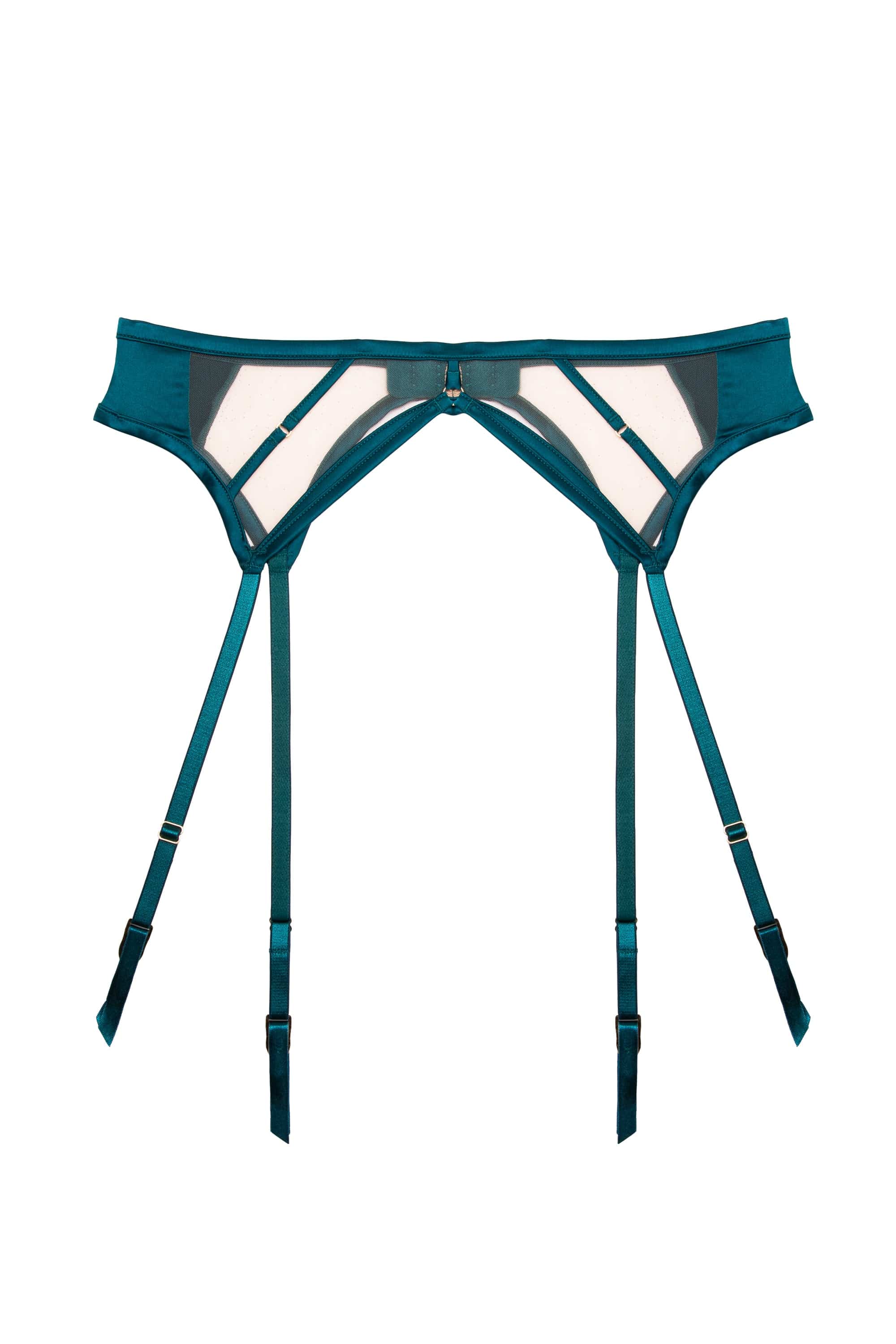 Ramona Teal Strap Detail Illusion Mesh Suspender - Image 6