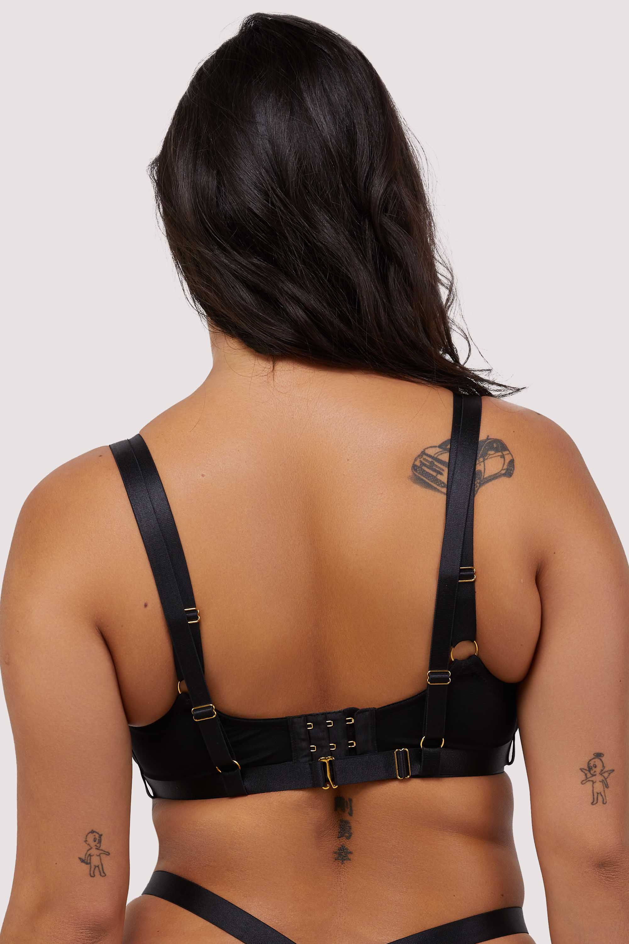 Regent Black Mesh Harness Balcony Bra - Image 5
