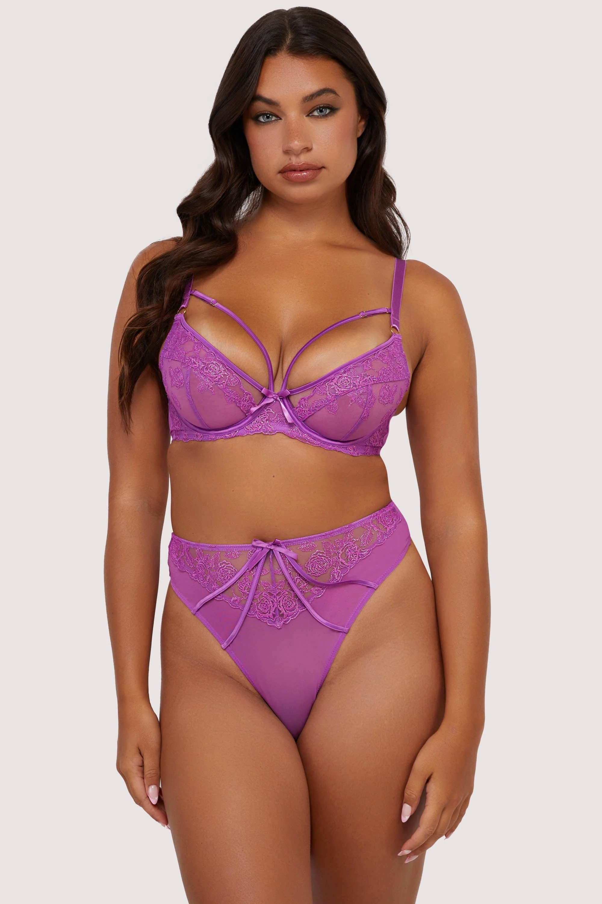 Rosanna Purple Long Line Plunge Bra - Image 6