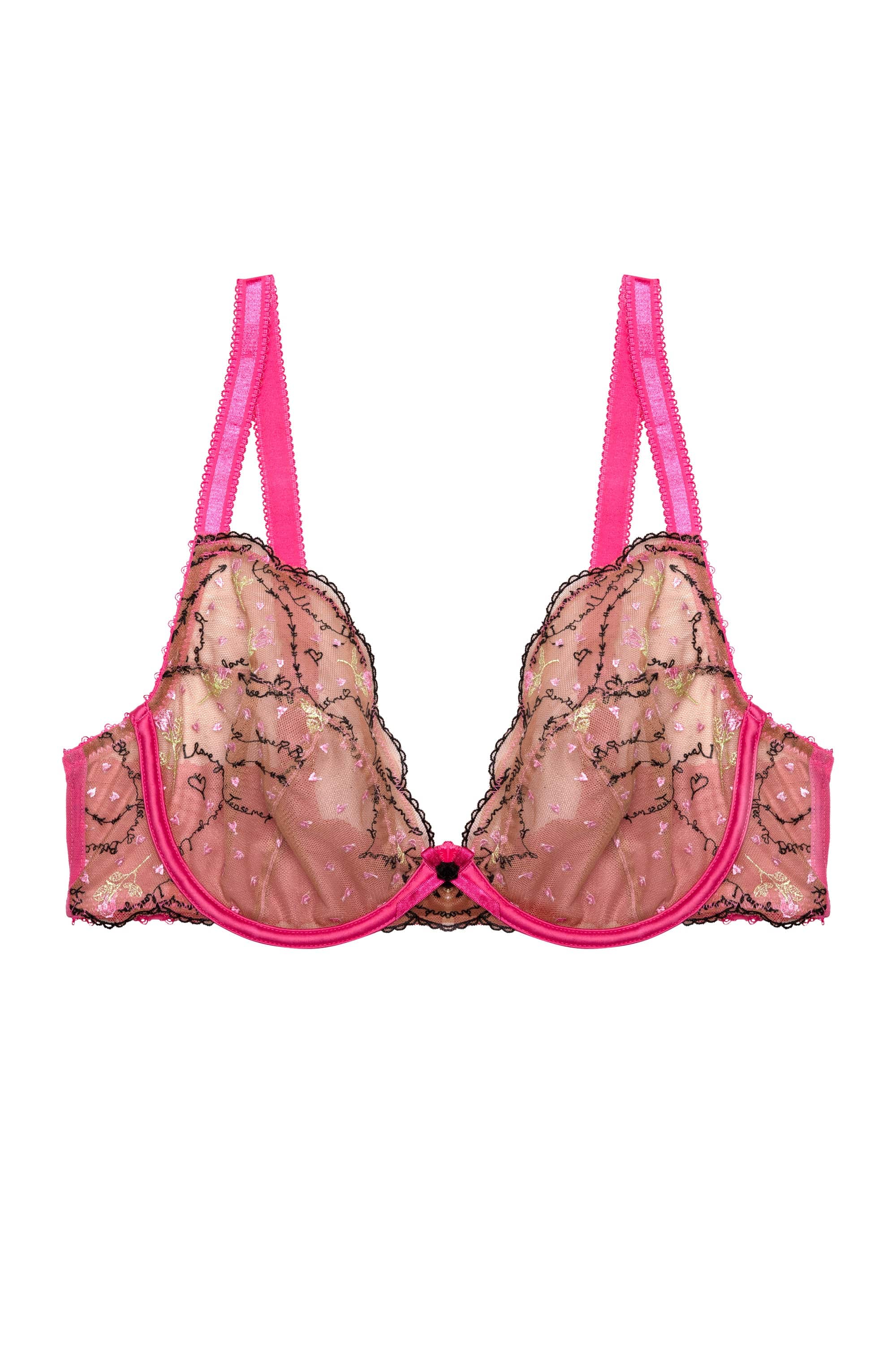 Spank Me Pink and Nude Custom Embroidery Plunge Bra - Image 7