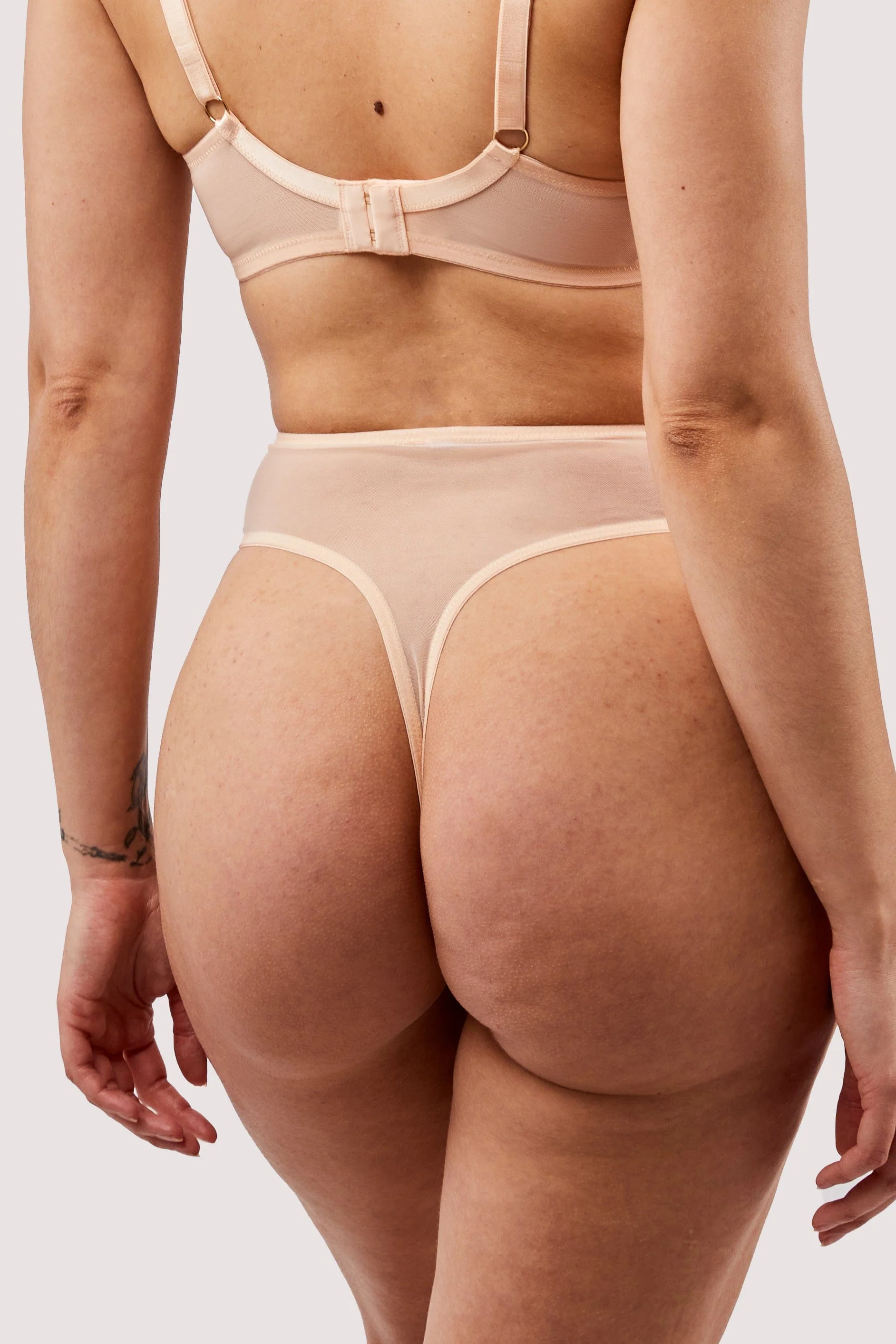 Nola Toffee Diamante Studded High Leg Thong - Image 6