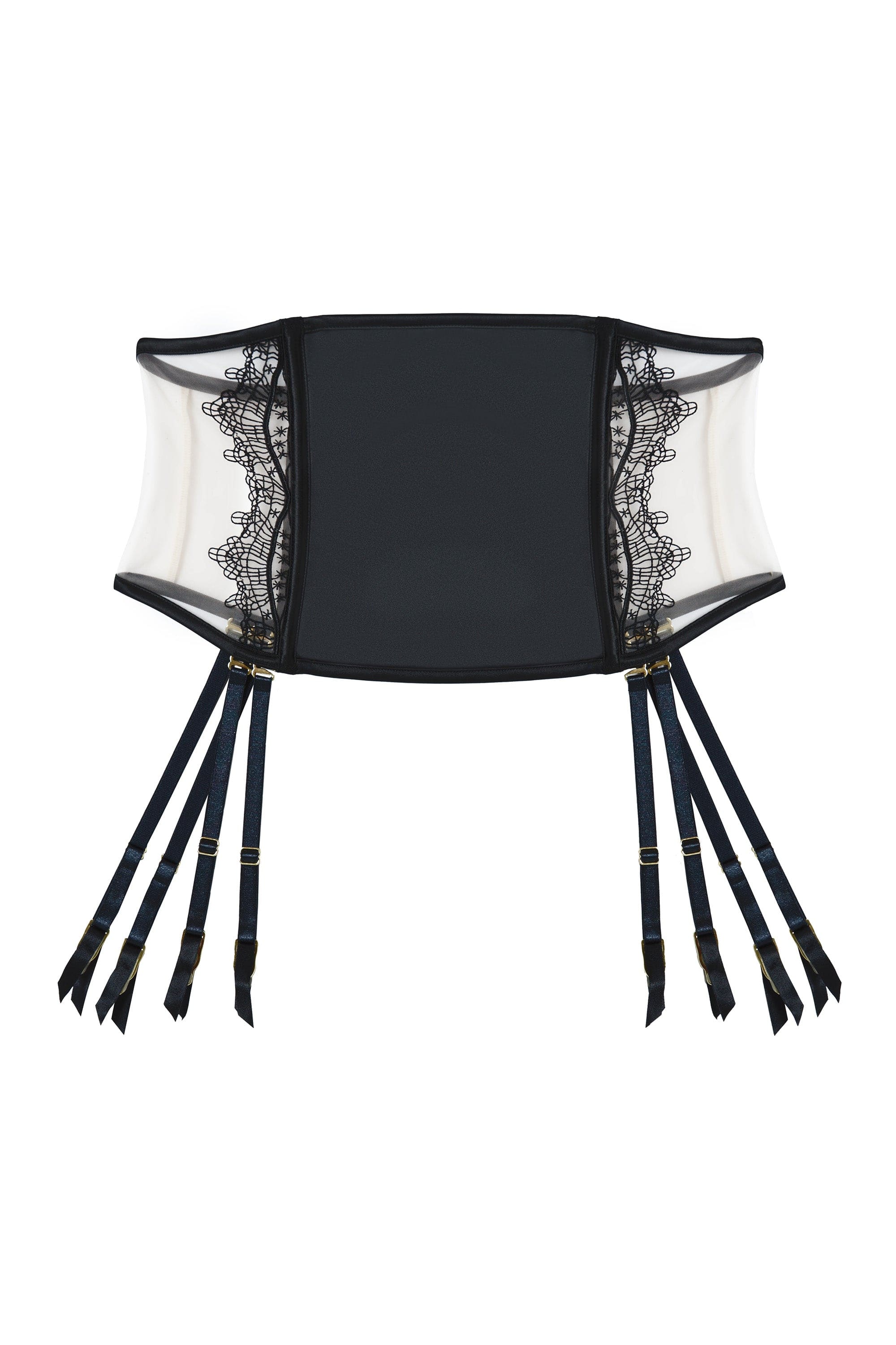 Wren Black Illusion Mesh and Satin Waspie - Image 7