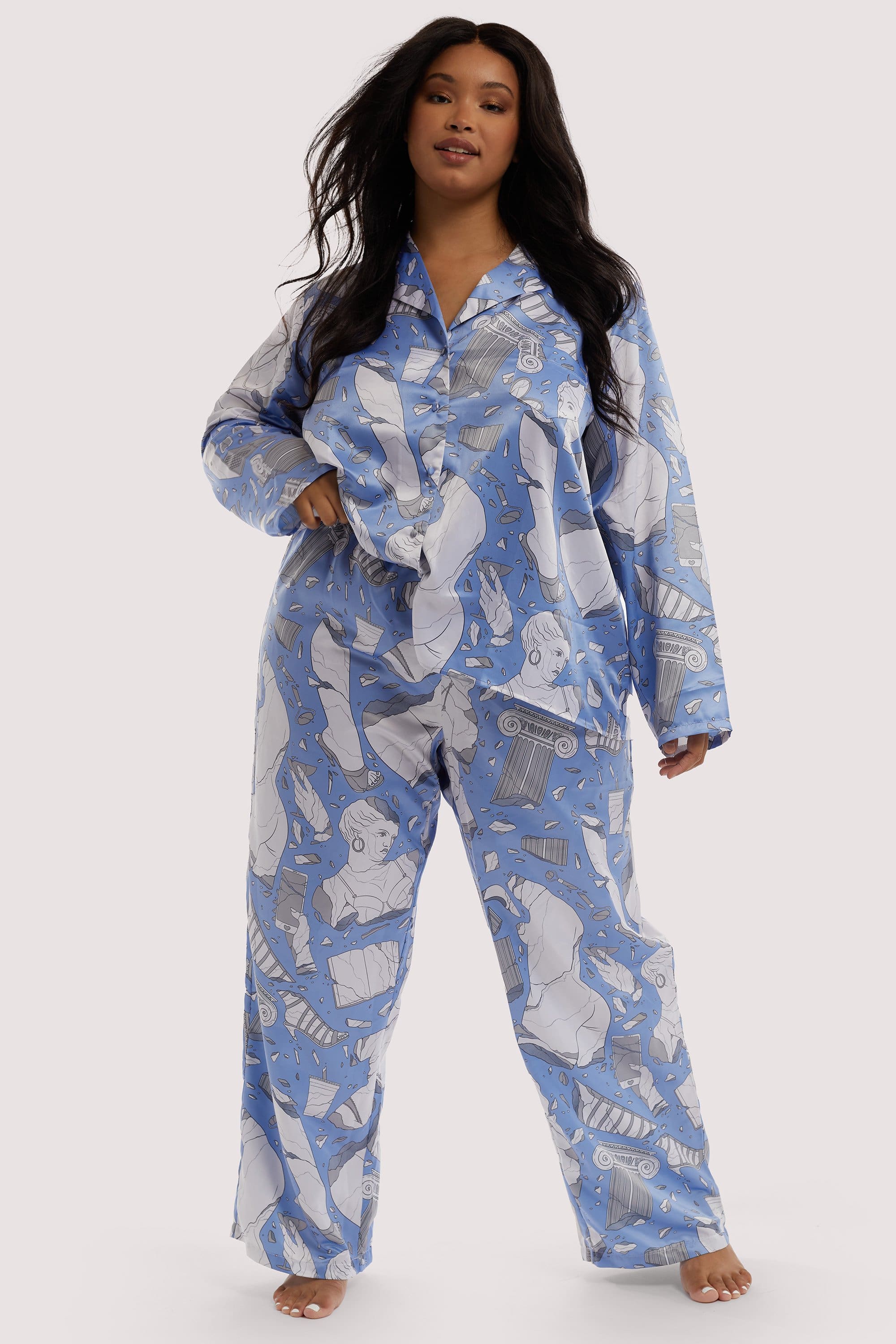Logan Spector Recycled Blue Statues Long Sleeve Top - Image 3