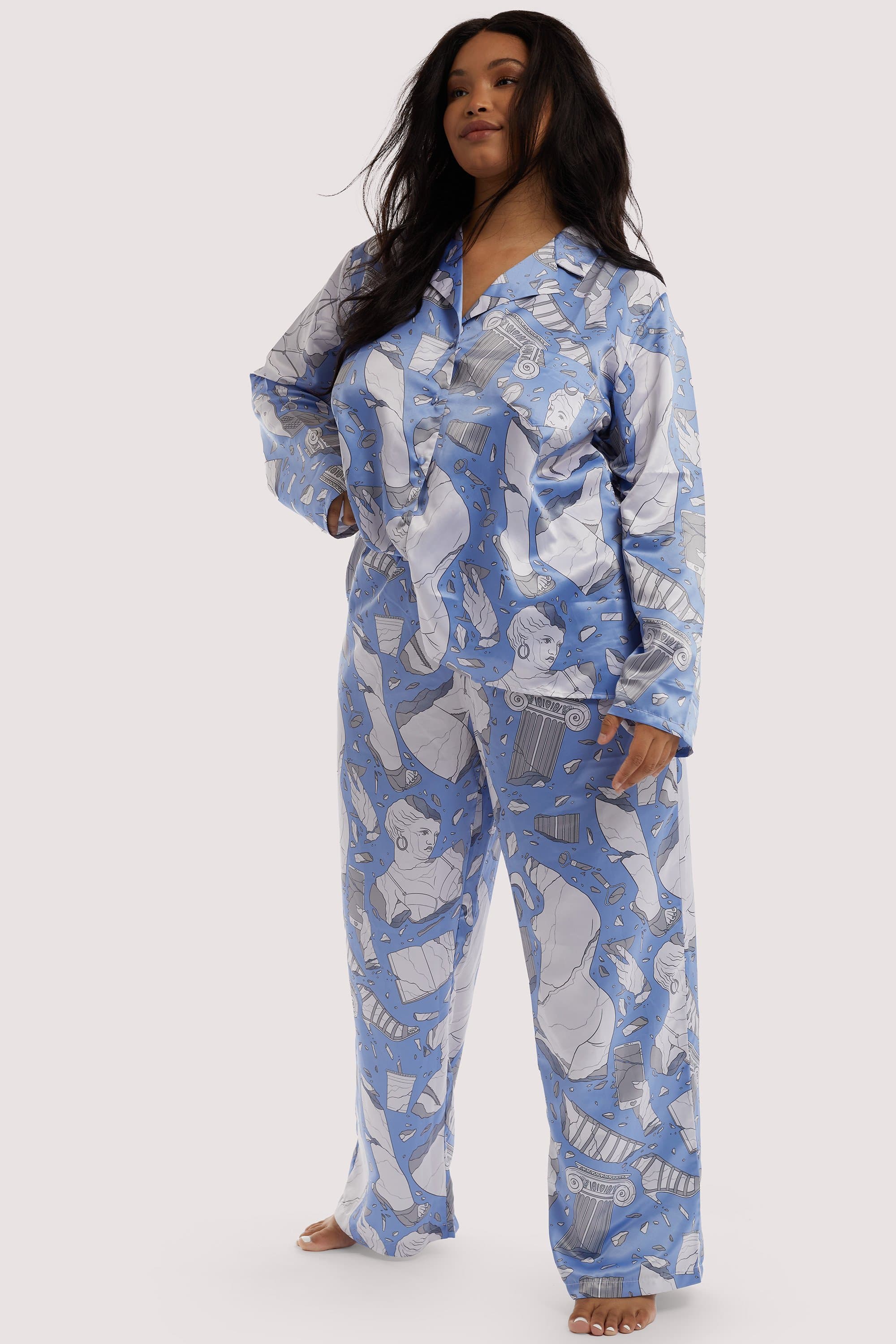 Logan Spector Recycled Blue Statues Long Sleeve Top - Image 4