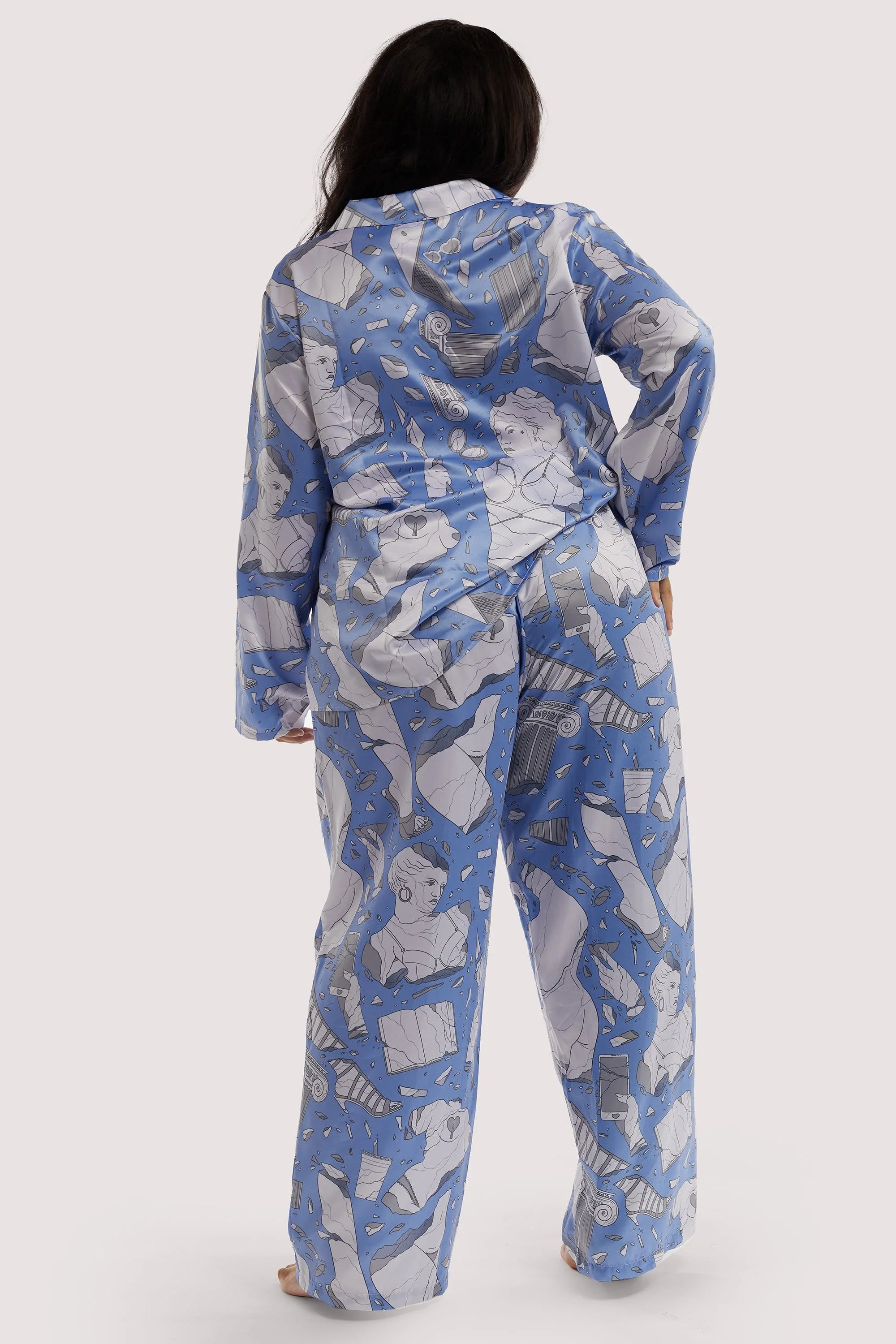Logan Spector Recycled Blue Statues Long Sleeve Top - Image 5