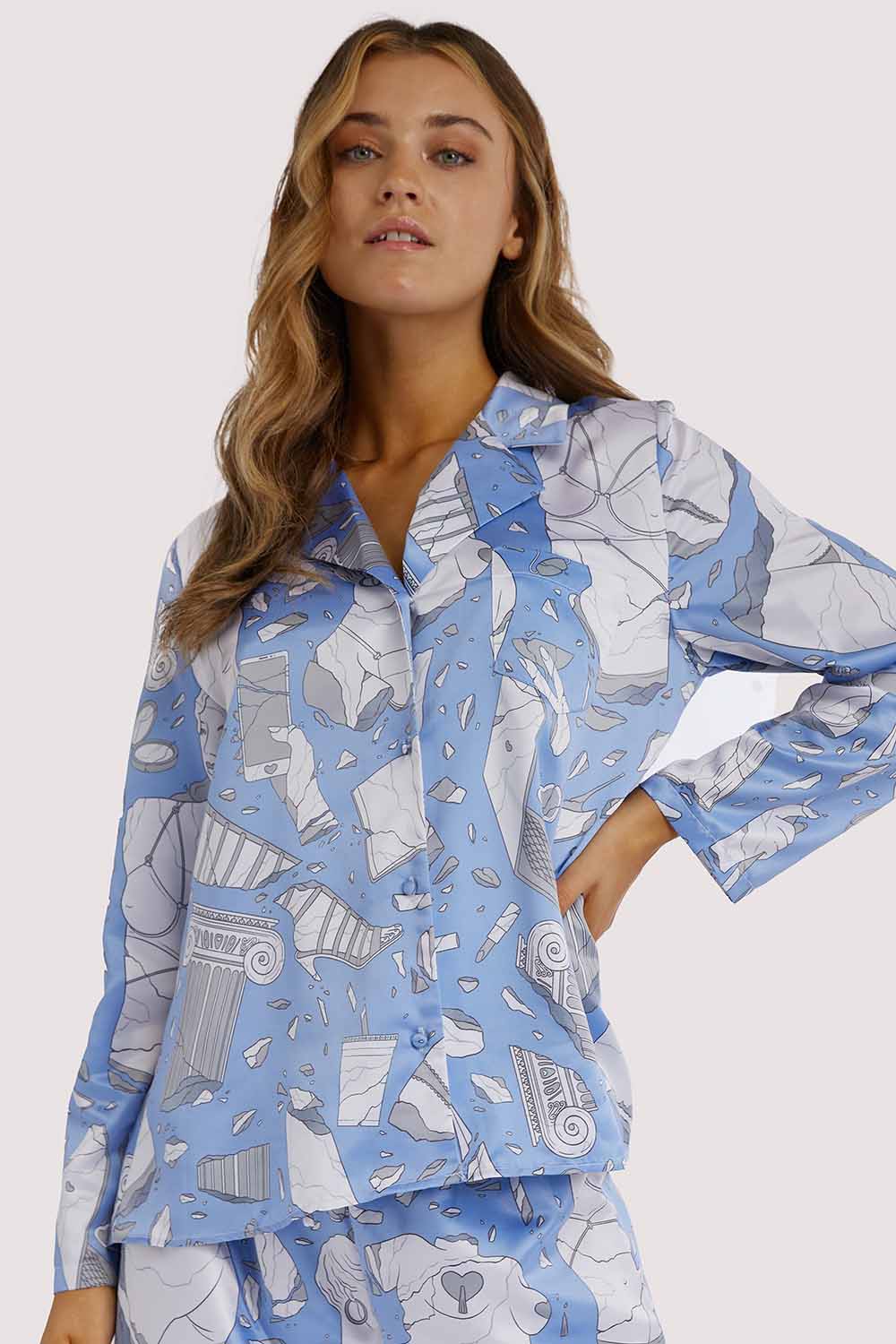 Logan Spector Recycled Blue Statues Long Sleeve Top - Image 6