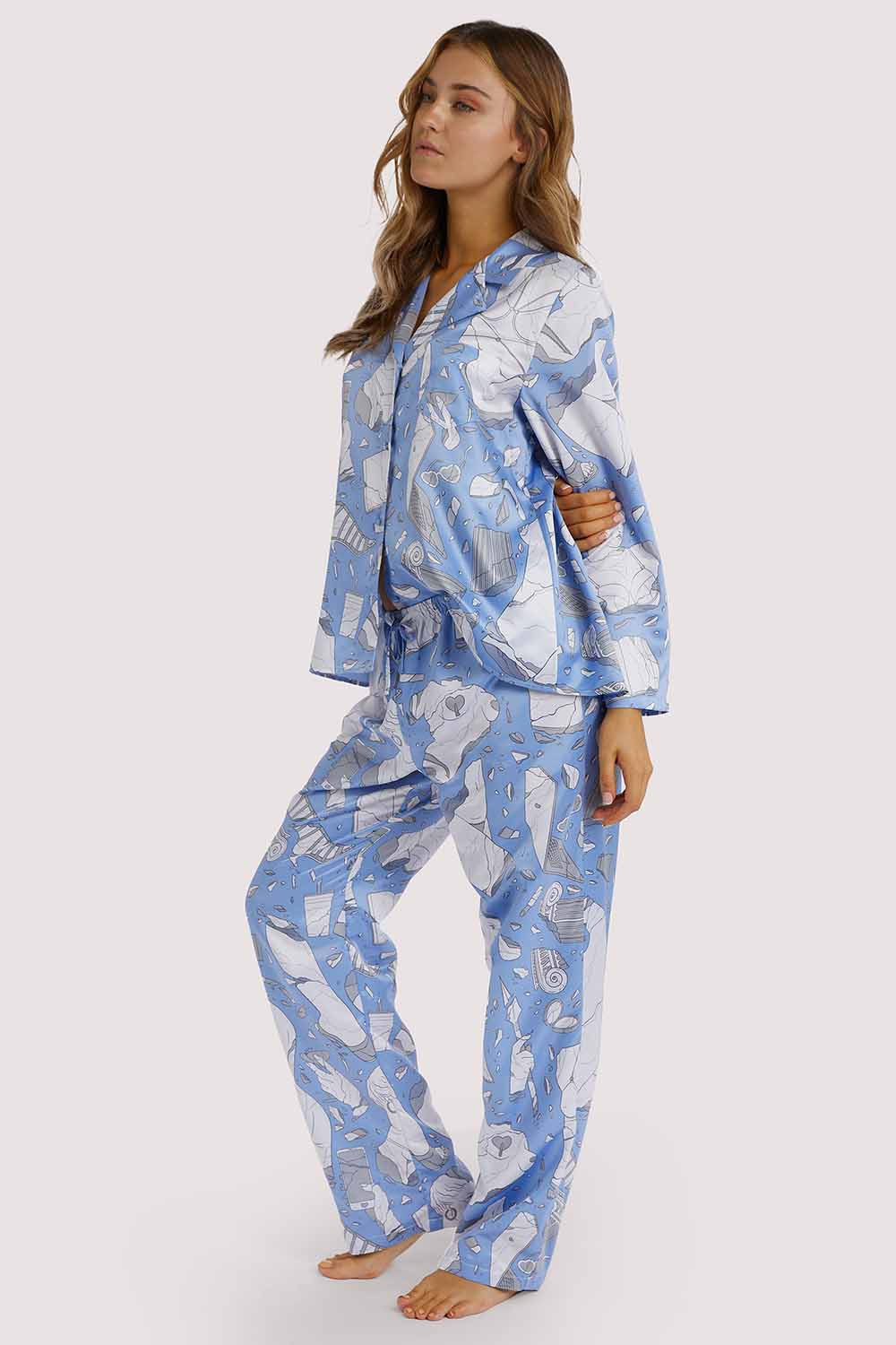 Logan Spector Recycled Blue Statues Long Sleeve Top - Image 8