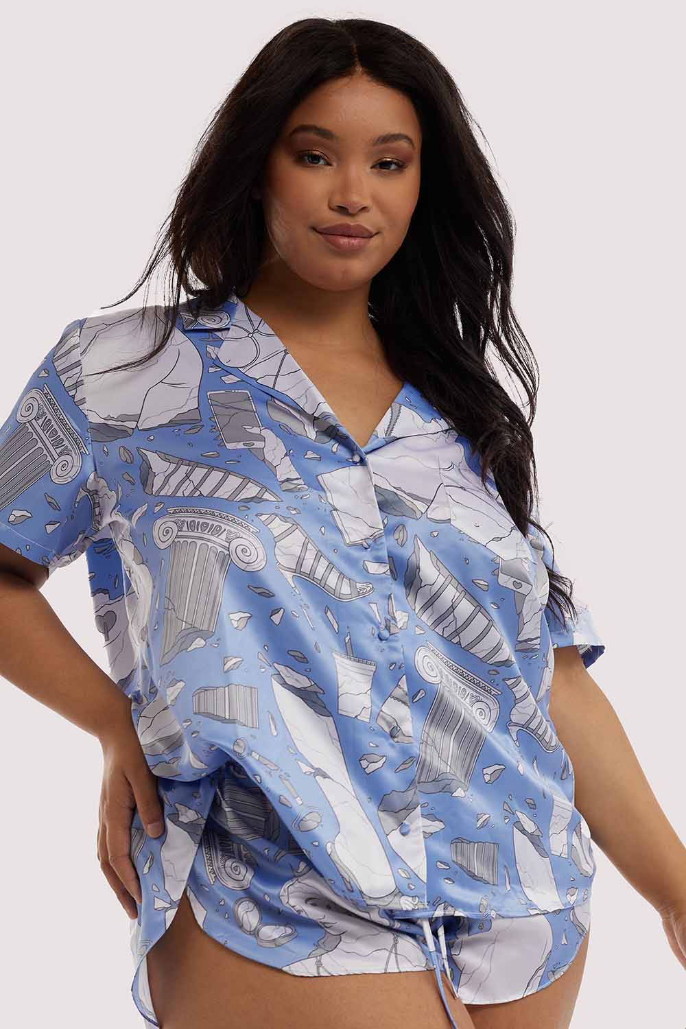 Logan Spector Recycled Blue Statue Satin Shirt - Image 5