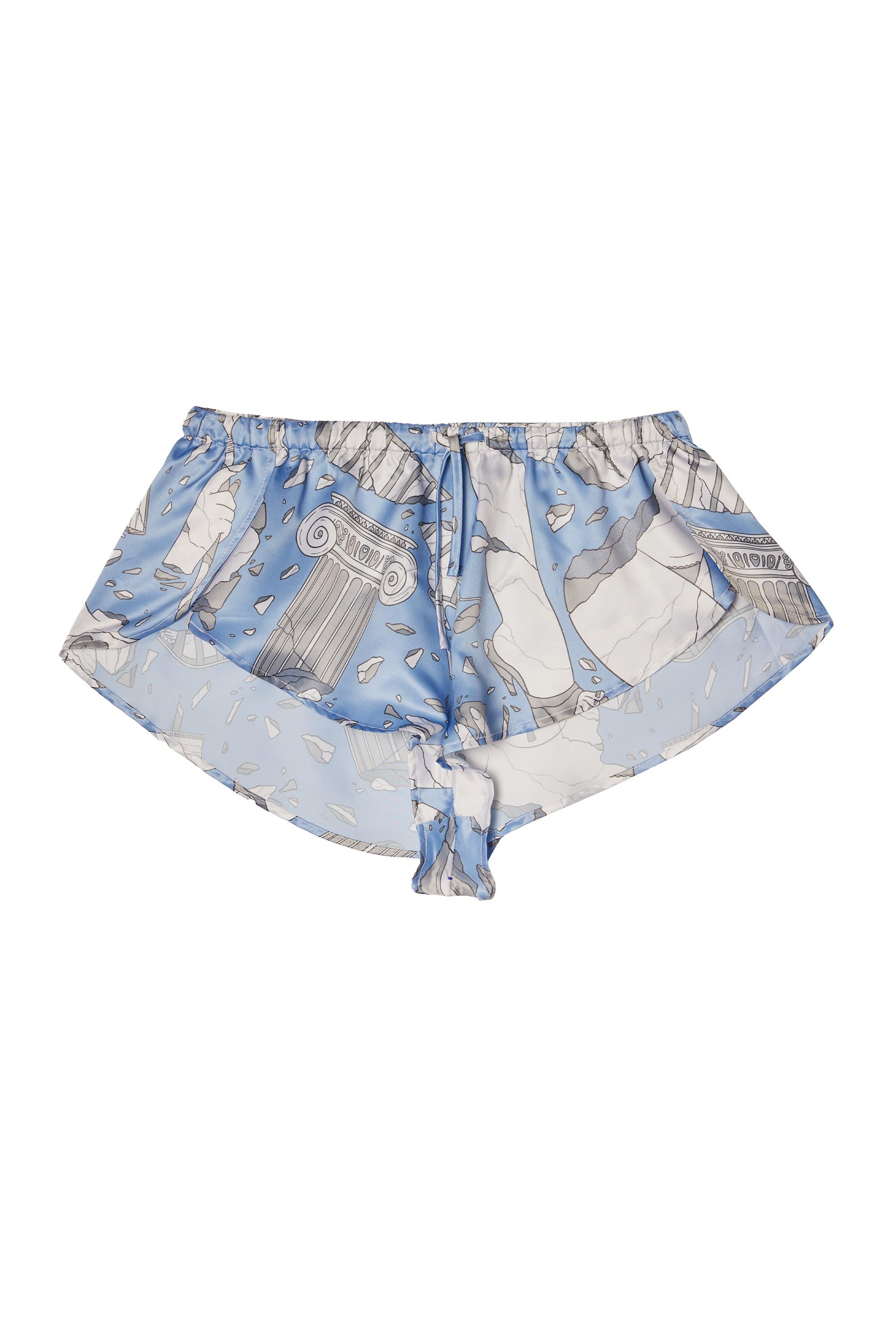 Logan Spector Recycled Blue Statues Satin Shorts - Image 10