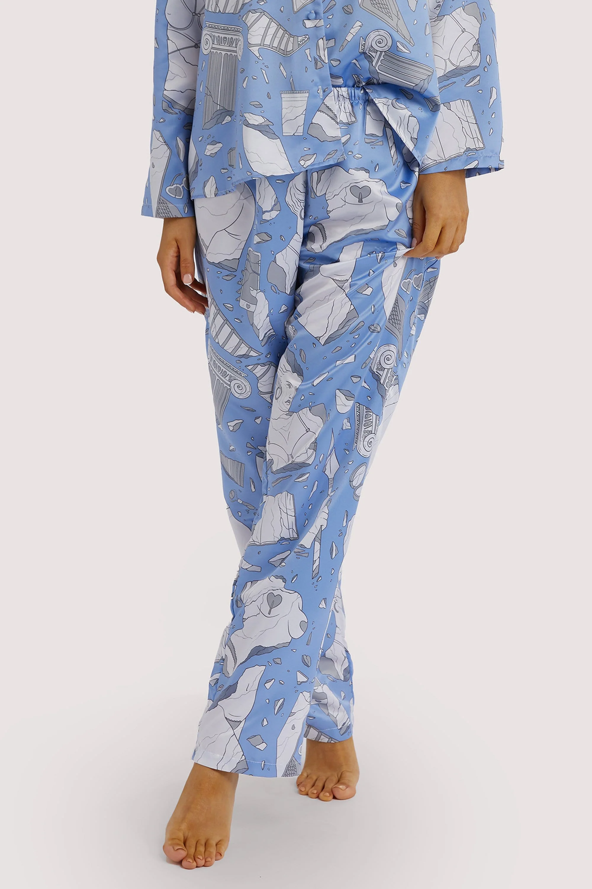 Logan Spector Recycled Blue Statues Satin Trousers - Image 2