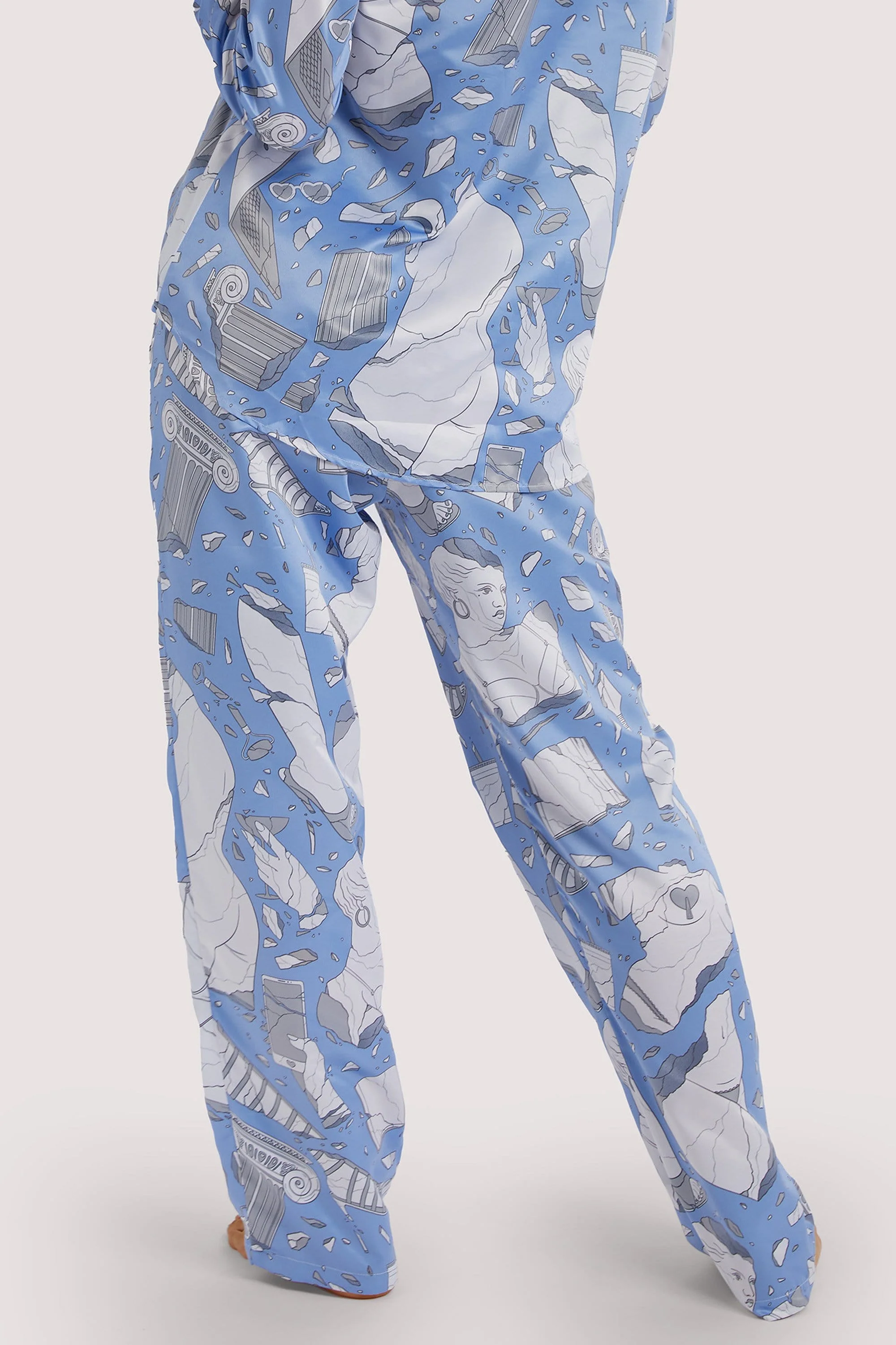 Logan Spector Recycled Blue Statues Satin Trousers - Image 4