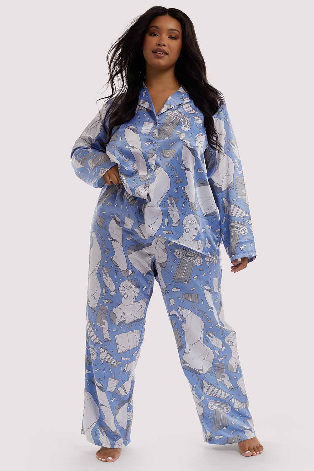 Logan Spector Recycled Blue Statues Satin Trousers - Image 6