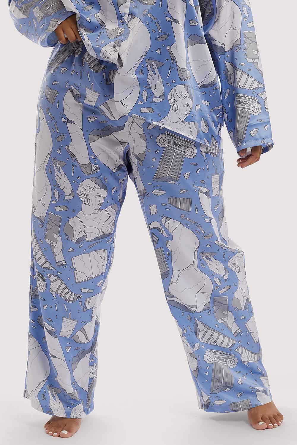 Logan Spector Recycled Blue Statues Satin Trousers - Image 7