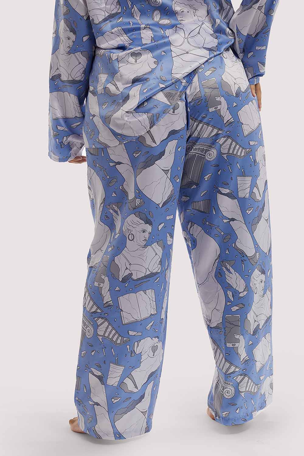 Logan Spector Recycled Blue Statues Satin Trousers - Image 8