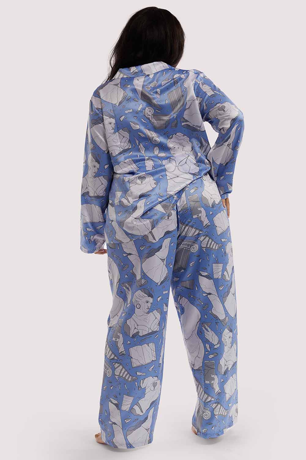 Logan Spector Recycled Blue Statues Satin Trousers - Image 9